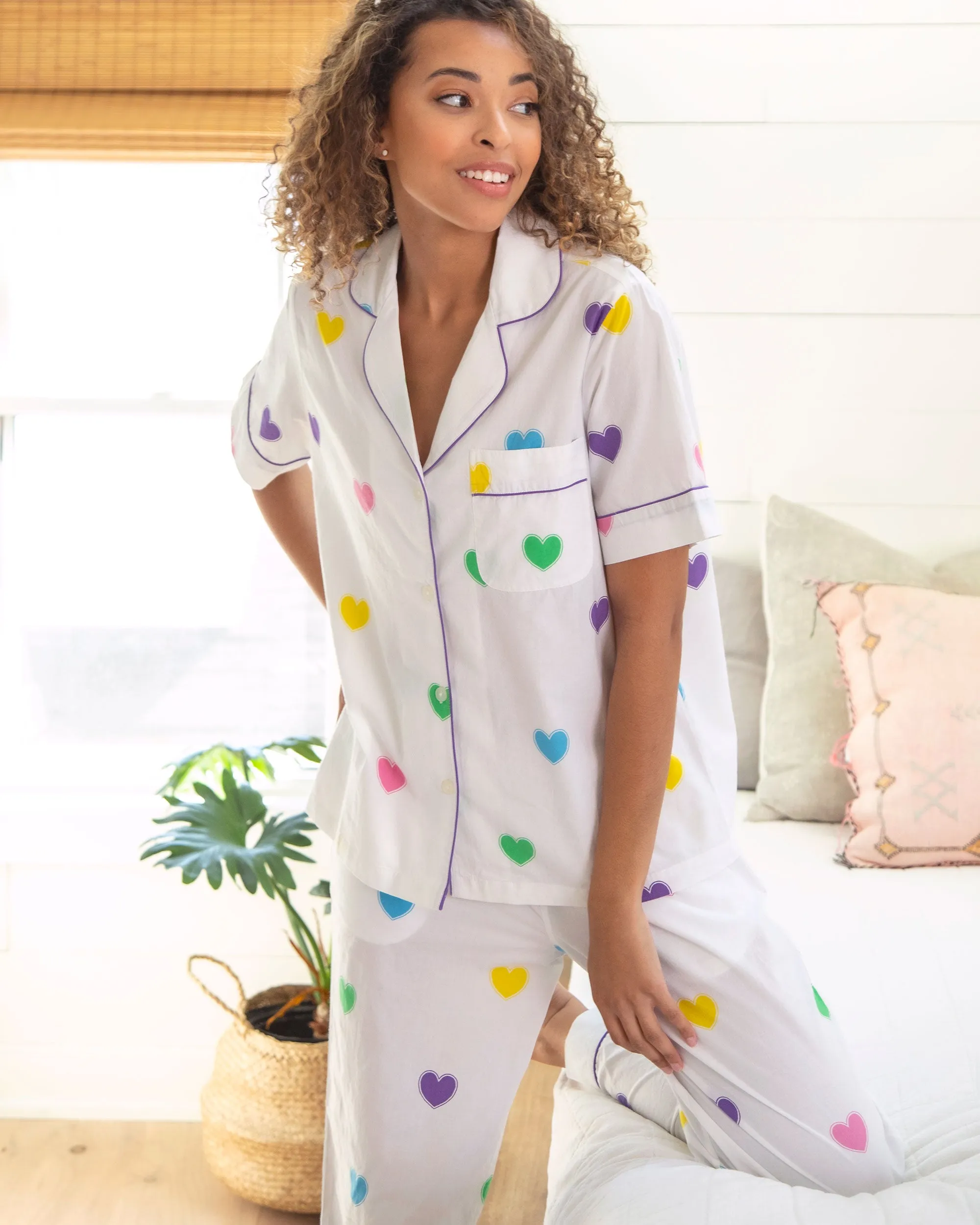 Queen of Hearts - Short Sleep Top & Long Pants Set - Rainbow sold by Printfresh