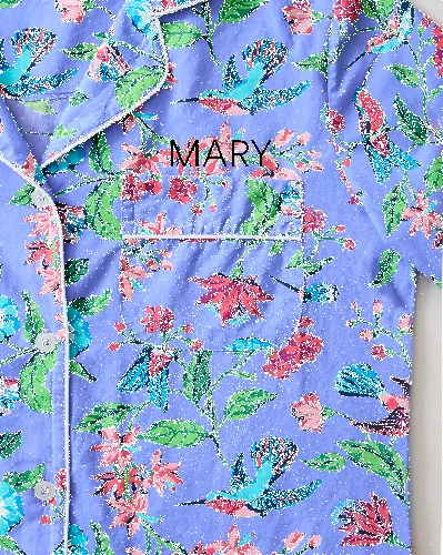 Hummingbird Haven - Short Sleeve Top & Cropped Pants Set + Gift Pouch - Crocus sold by Printfresh