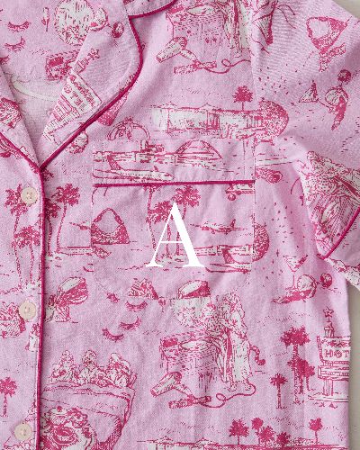 PF x Sean Taylor Girls' Trip Toile - Long Sleep Set - Rose sold by Printfresh