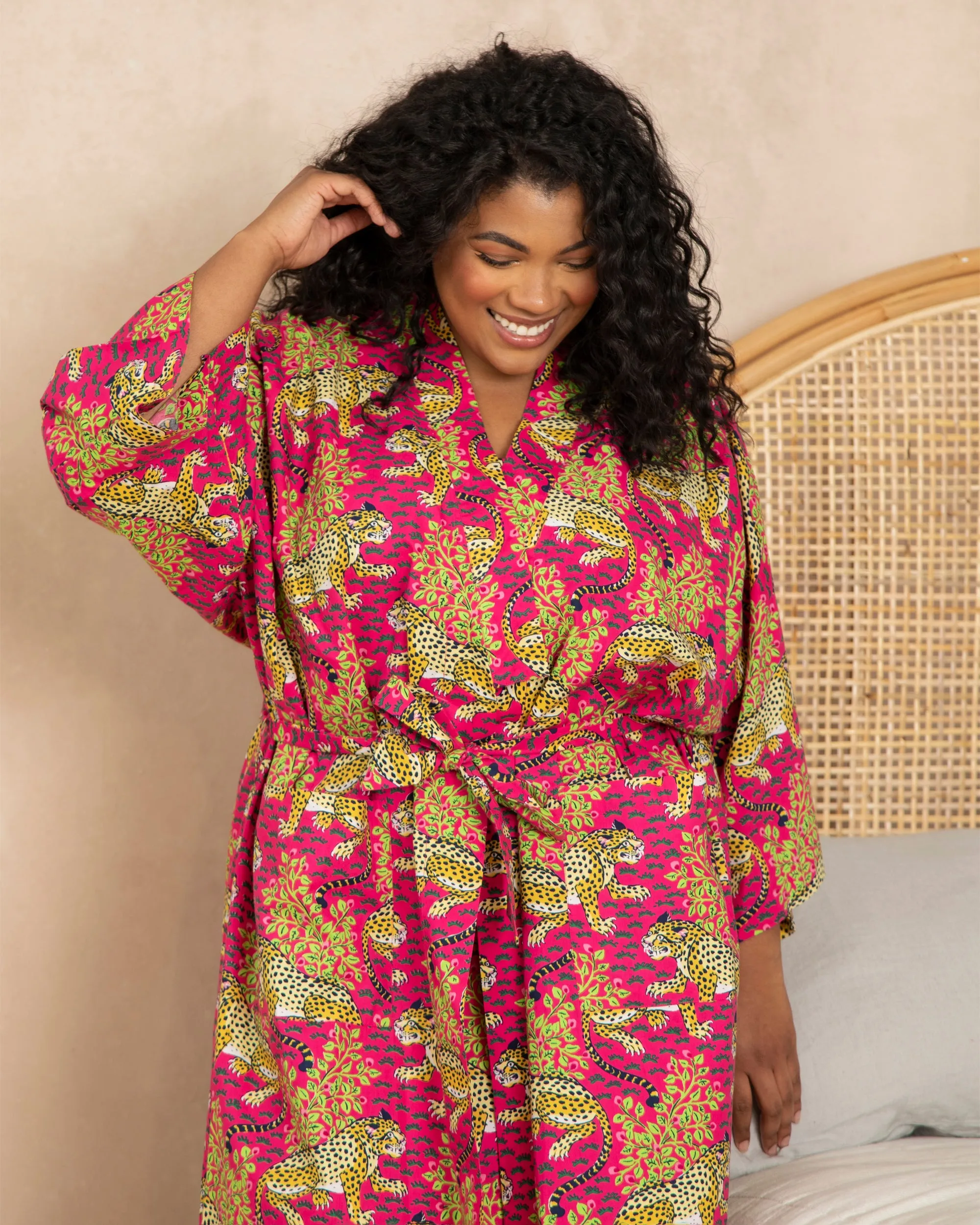 Bagheera - Robe & Cami Nightgown Set - Hot Pink sold by Printfresh product image thumbnail 2
