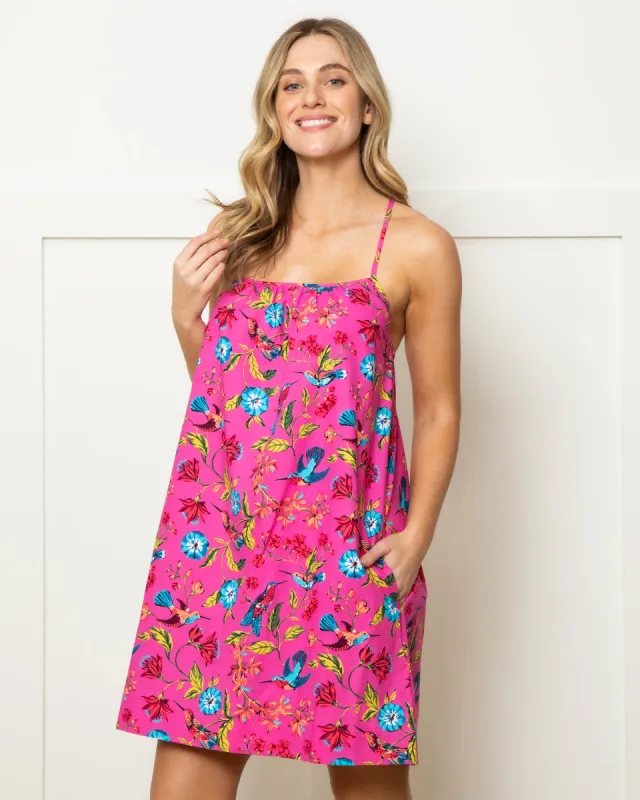 Hummingbird Haven - Cami Nightgown - Fresh Raspberry sold by Printfresh