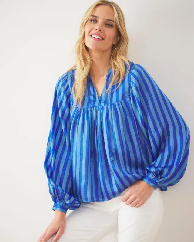 Vintage Stripe - Tides Turned Blouse - Mediterranean Tile sold by Printfresh