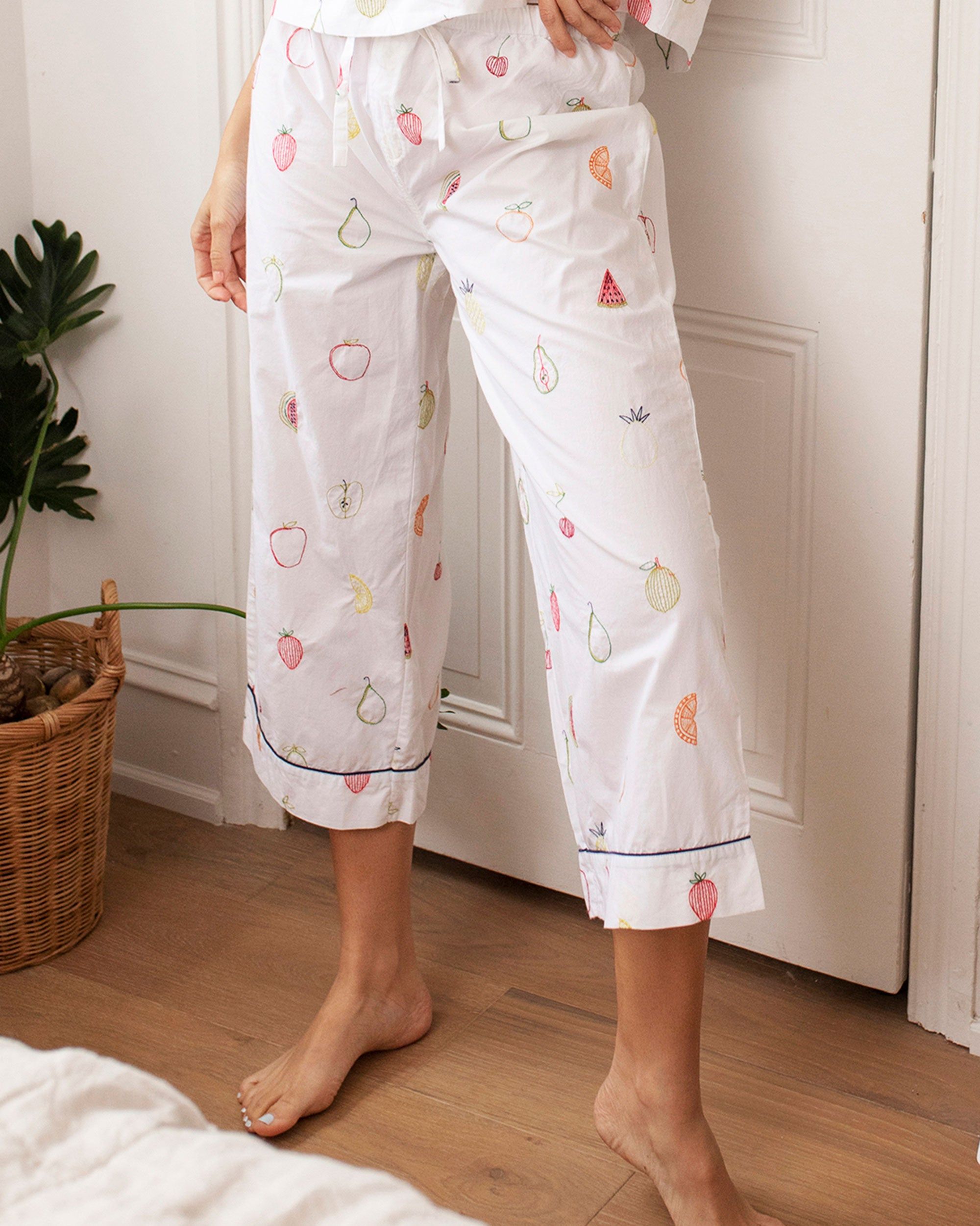 Fruit Medley - Cropped Pajama Pants - Cloud sold by Printfresh