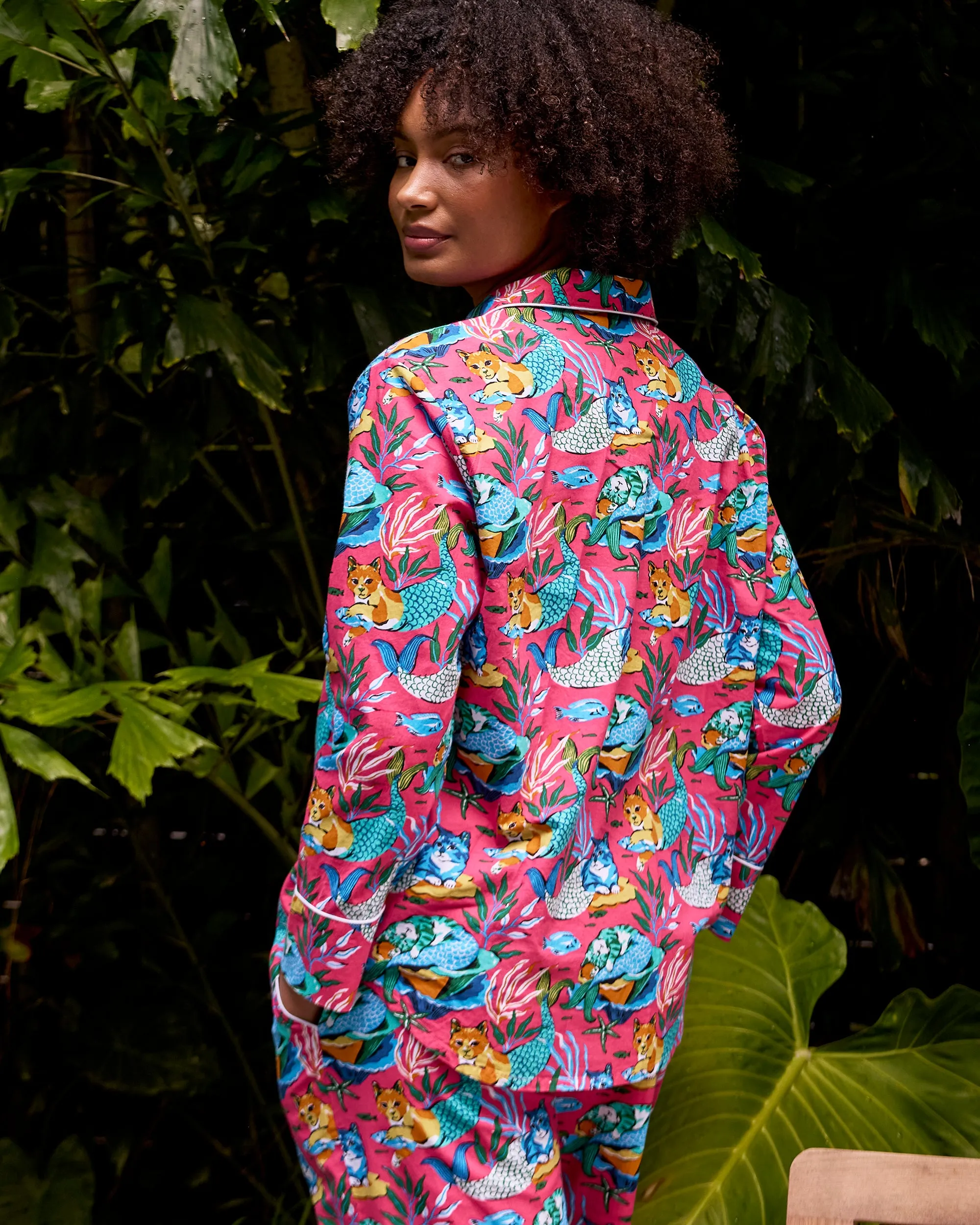 Meowing Mermaids - Tall Long PJ Set - Hot Pink sold by Printfresh product image thumbnail 2