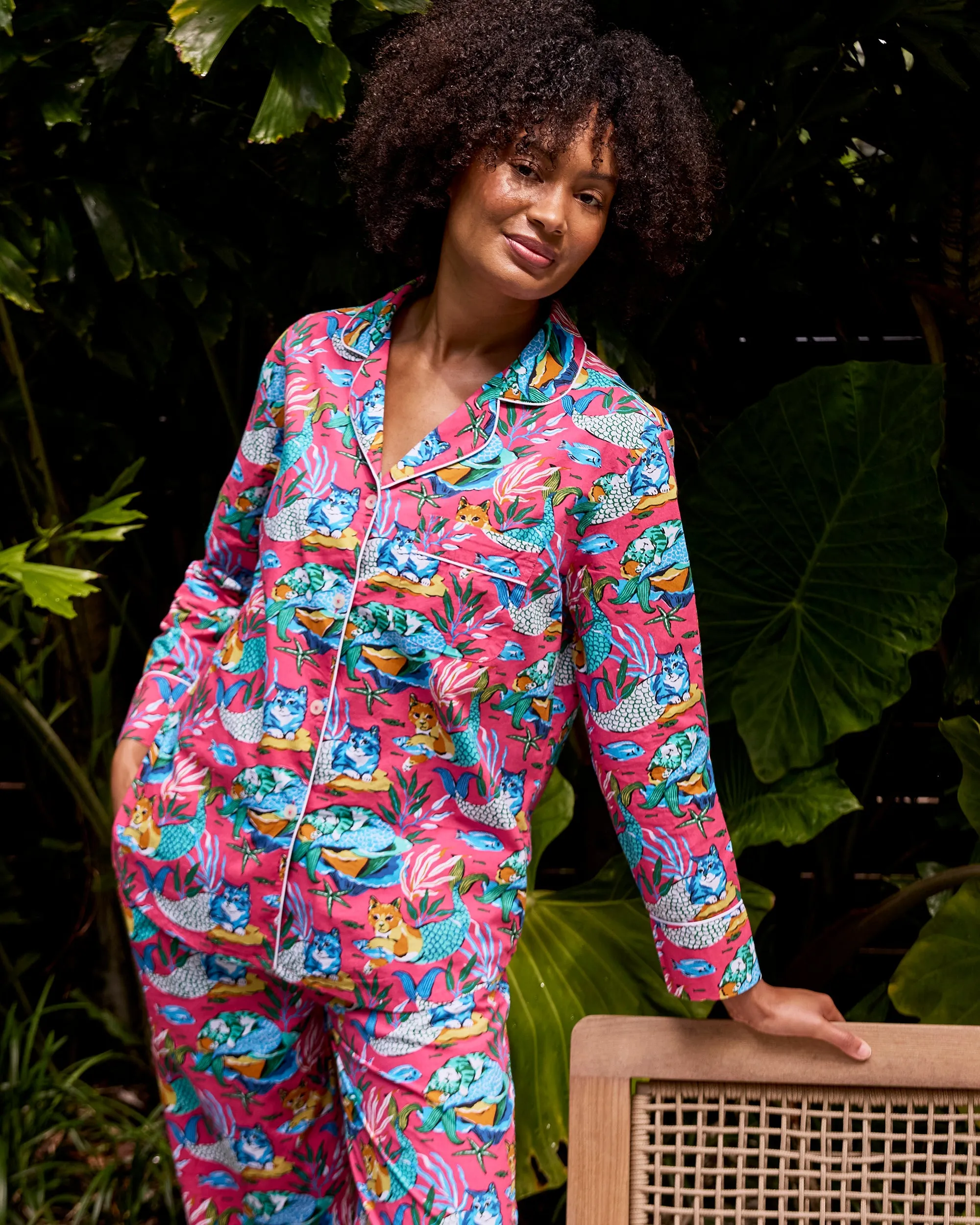 Meowing Mermaids - Tall Long PJ Set - Hot Pink sold by Printfresh