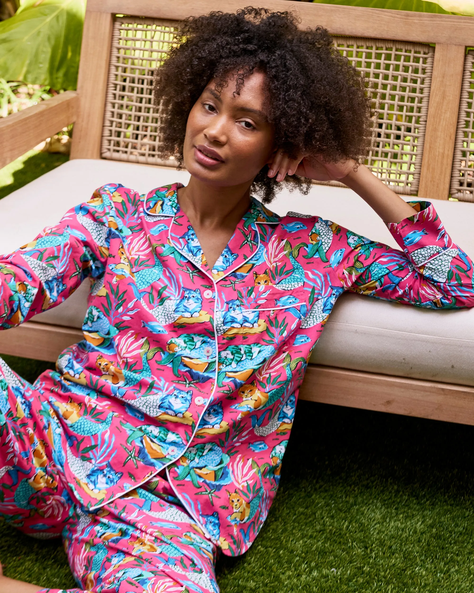 Meowing Mermaids - Tall Long PJ Set - Hot Pink sold by Printfresh product image thumbnail 5