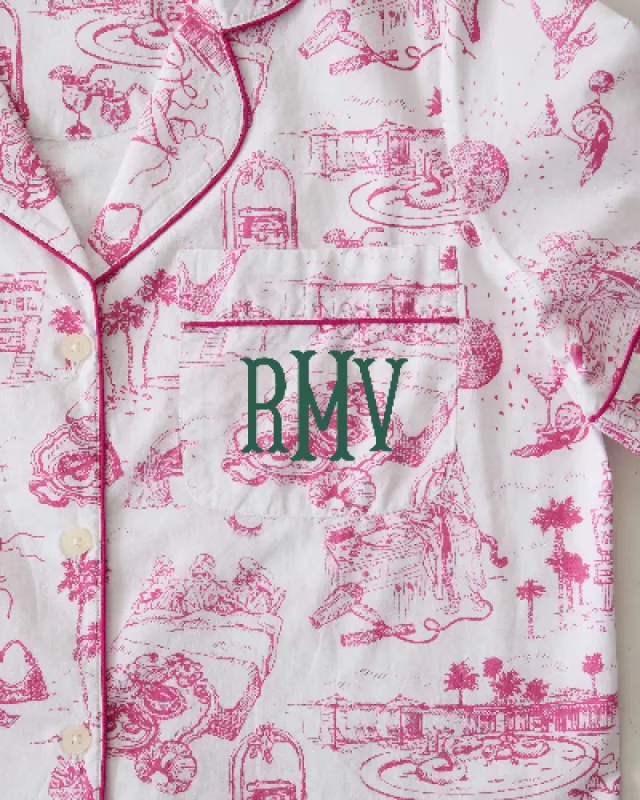 PF x Sean Taylor Girls' Trip Toile - Long PJ Set - Pink Cloud sold by Printfresh