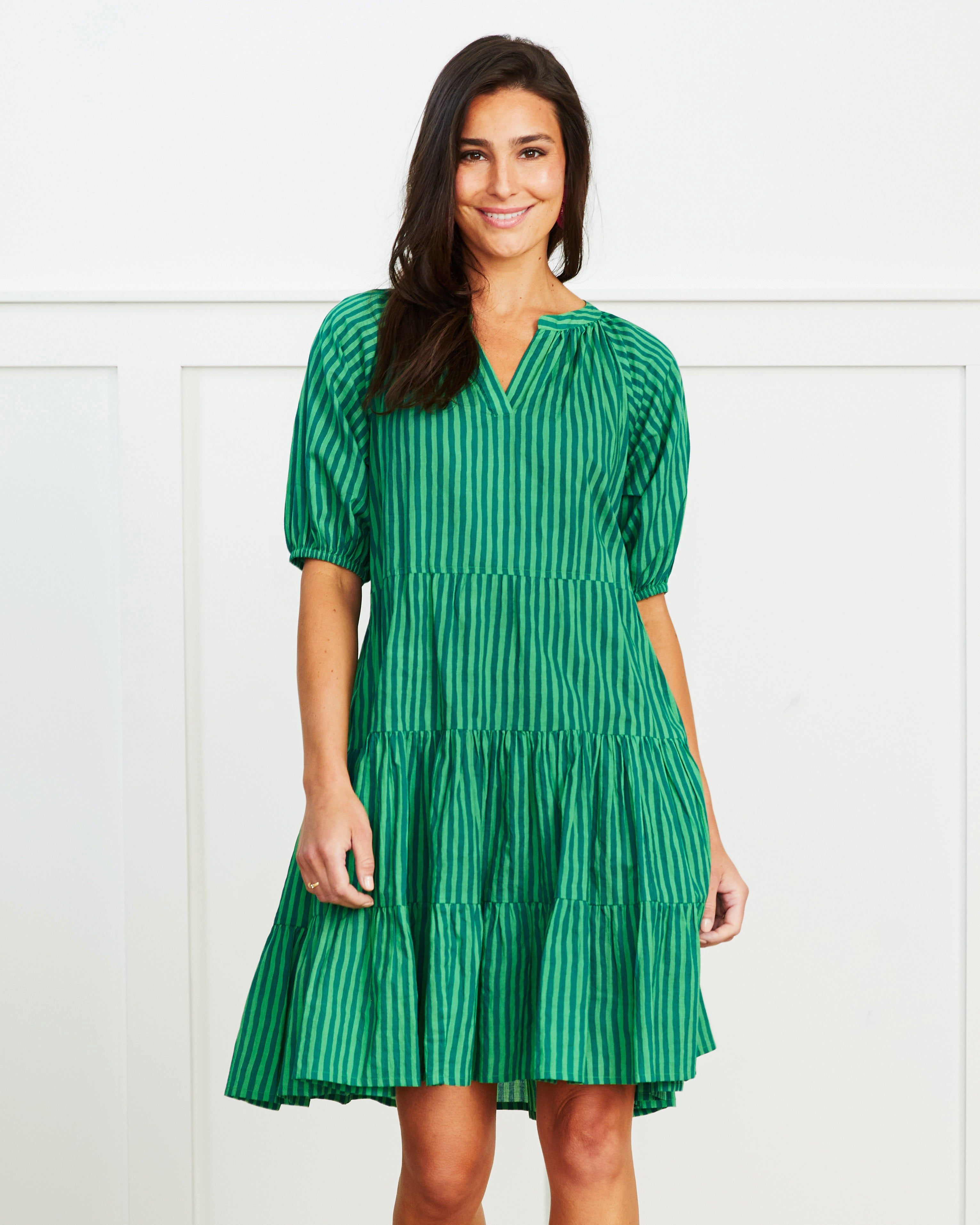 Seaside Stripes - Lightweight It's a Date Dress - Clover Green sold by Printfresh product image thumbnail 5