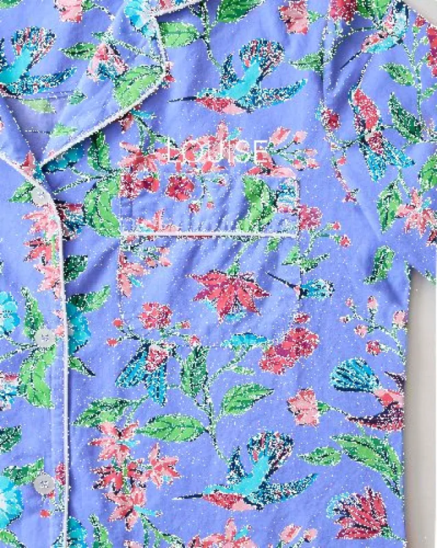 Hummingbird Haven - Short Sleeve Top & Cropped Pajama Pants Set + Gift Pouch - Crocus sold by Printfresh