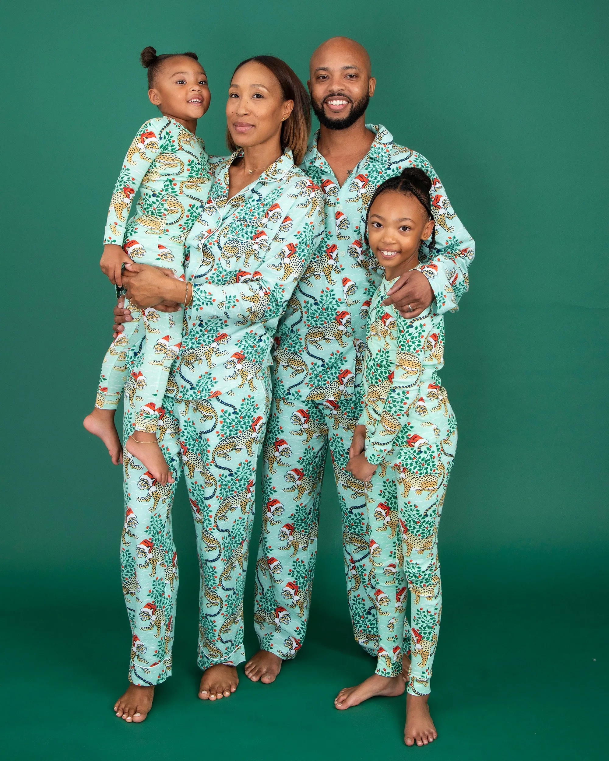 Holly Jolly Bagheera - Tall Flannel Long PJ Set - Frosted Mint sold by Printfresh product image thumbnail 2