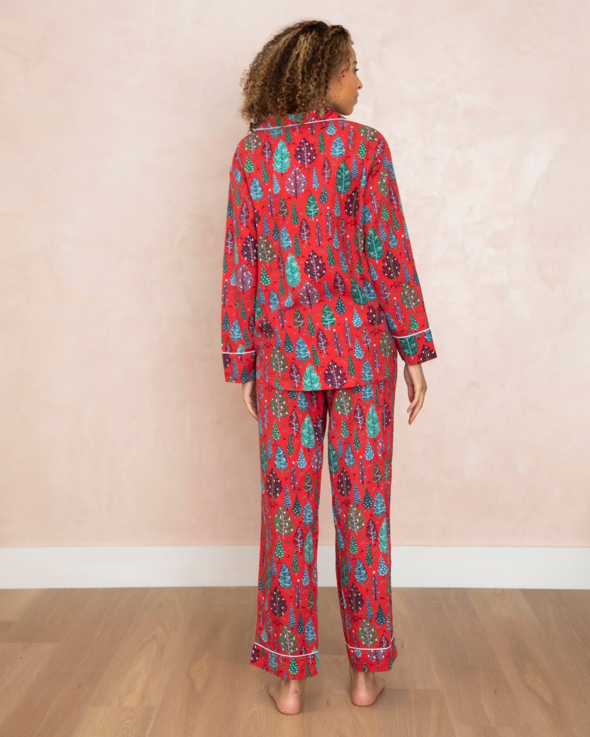 Twinkling Trees - Flannel Long Sleep Set - Ruby sold by Printfresh product image thumbnail 2