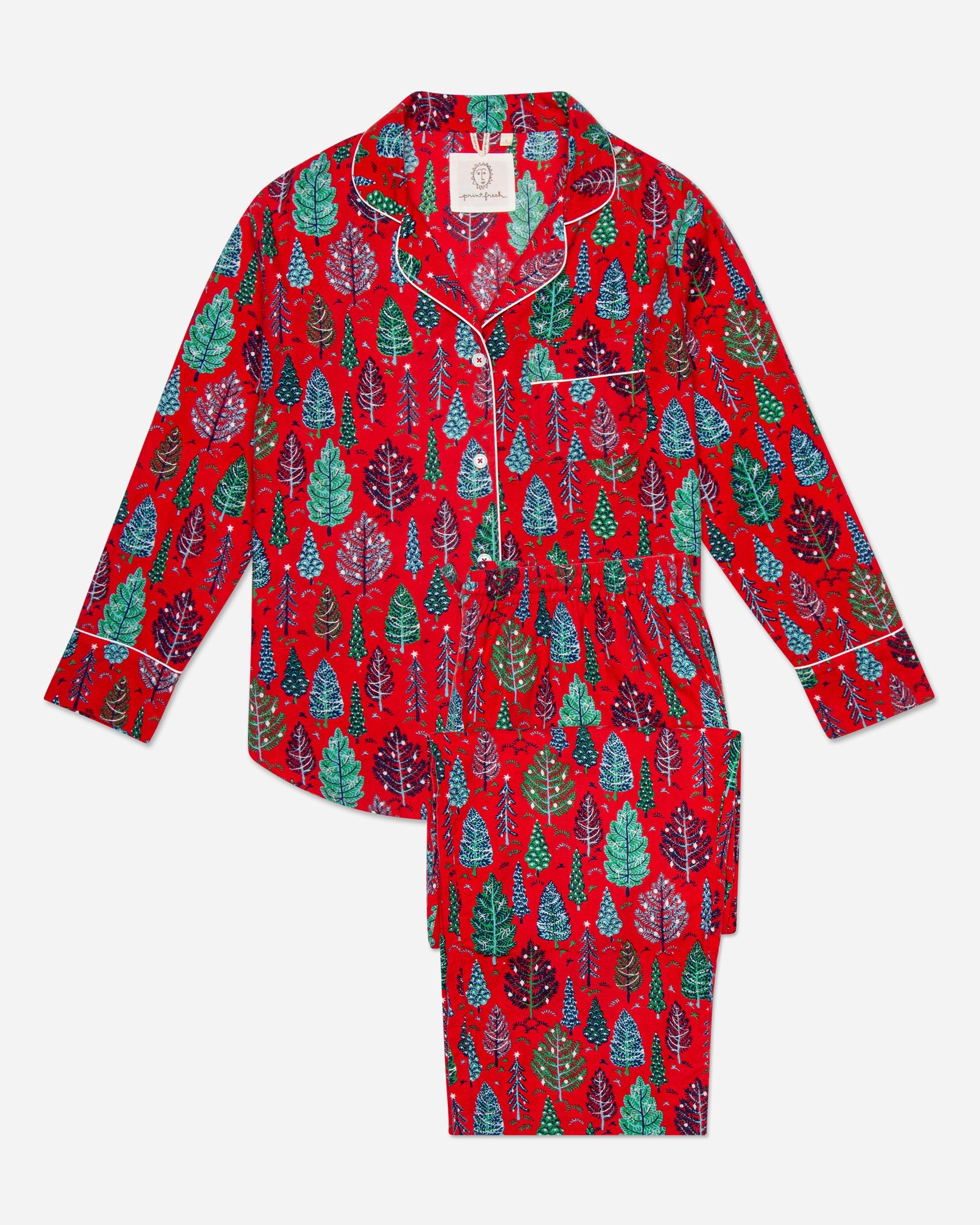 Twinkling Trees - Flannel Long Sleep Set - Ruby sold by Printfresh product image thumbnail 6