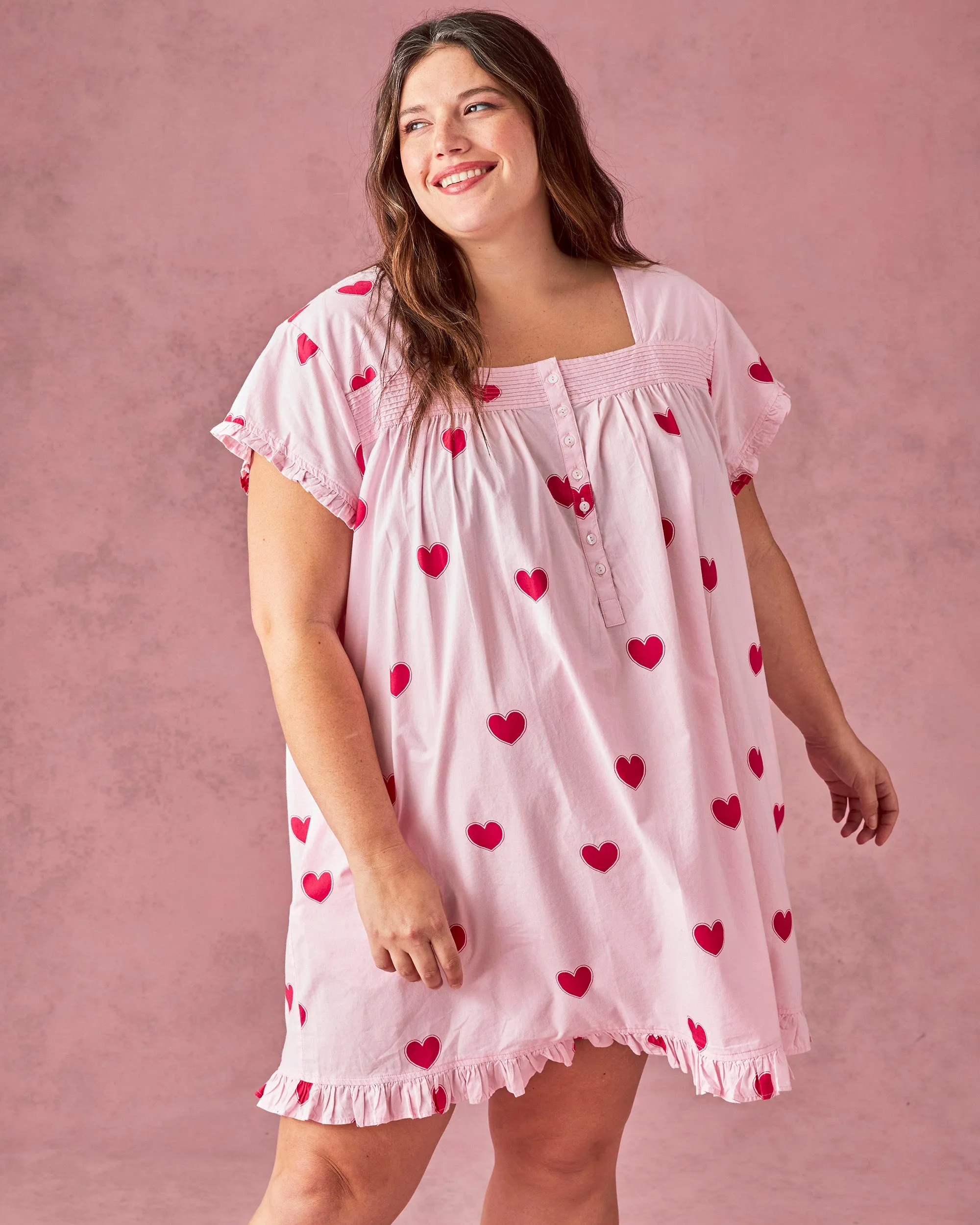 Queen of Hearts - Pintuck Nightgown - Candy Pink sold by Printfresh product image thumbnail 4