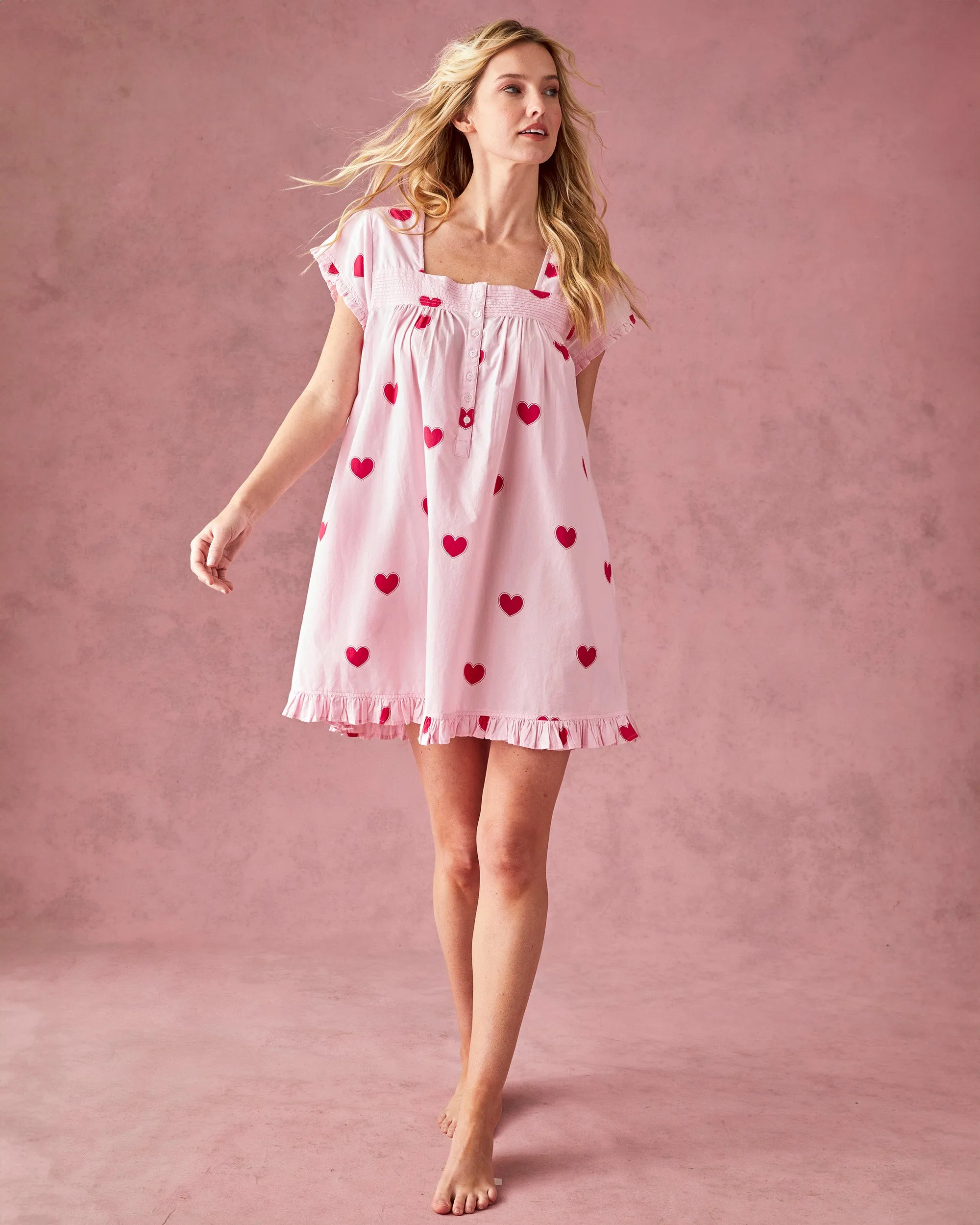 Queen of Hearts - Pintuck Nightgown - Candy Pink sold by Printfresh product image thumbnail 2