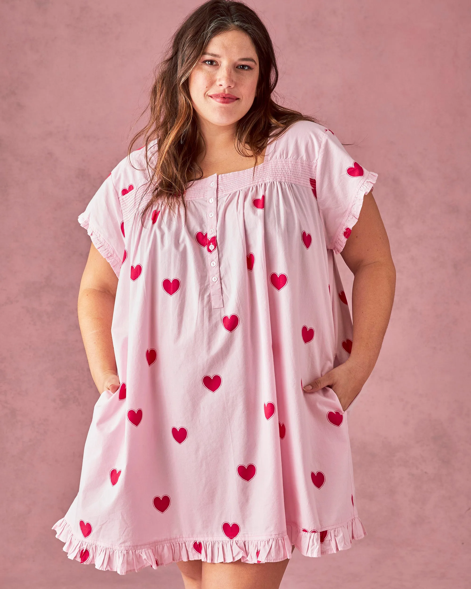 Queen of Hearts - Pintuck Nightgown - Candy Pink sold by Printfresh product image thumbnail 3