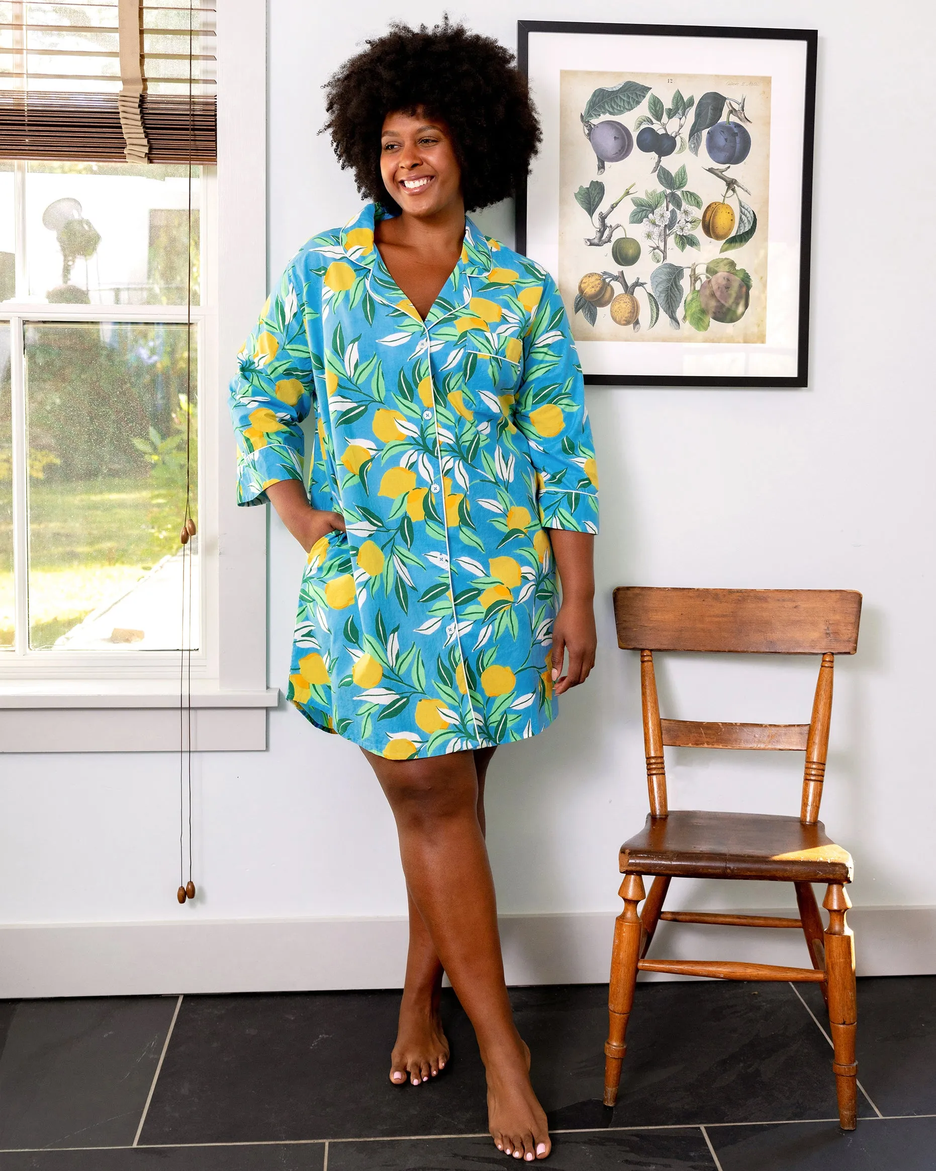 Lemon Zest - Sleep Shirt - Turquoise sold by Printfresh