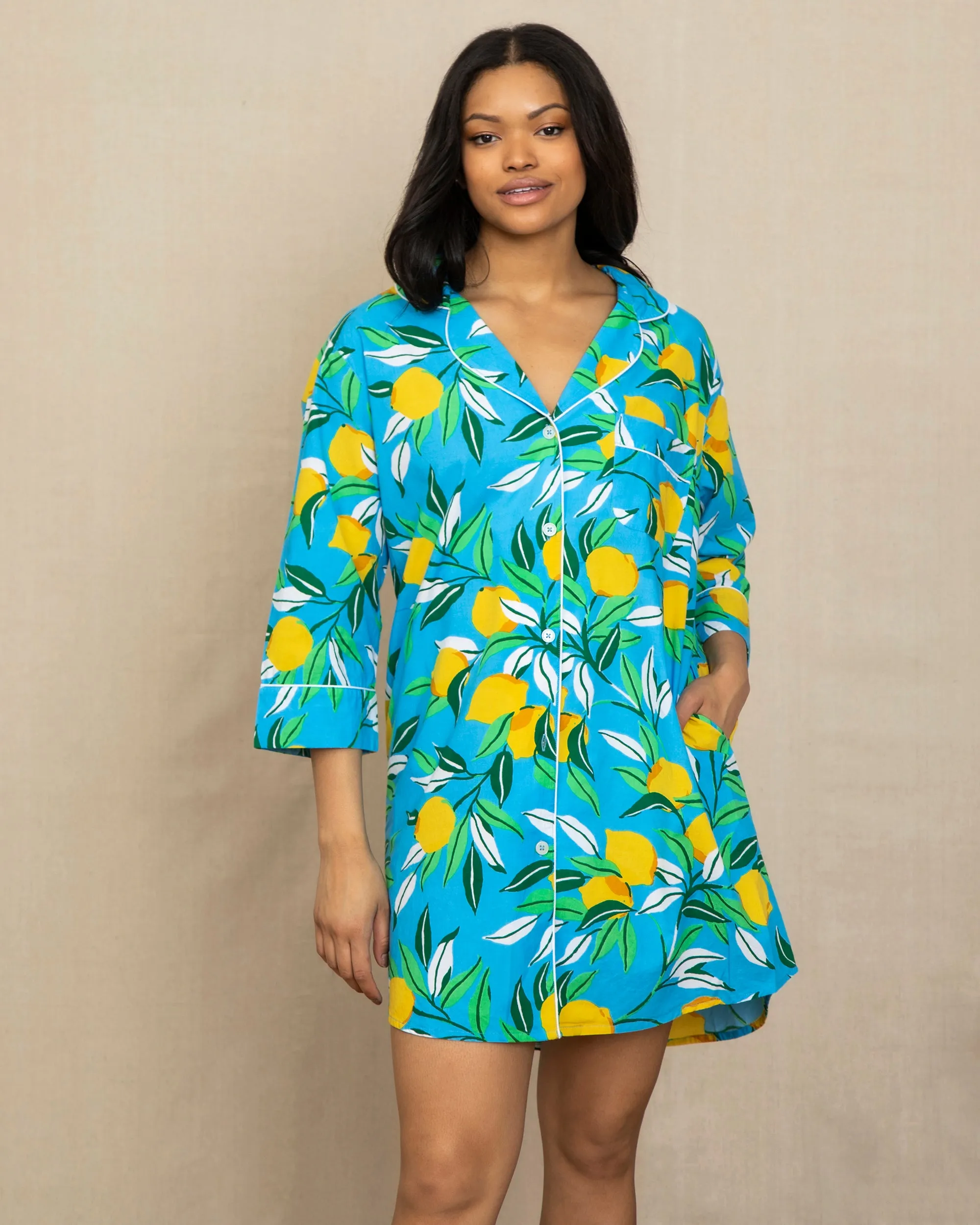 Lemon Zest - Sleep Shirt - Turquoise sold by Printfresh product image thumbnail 3
