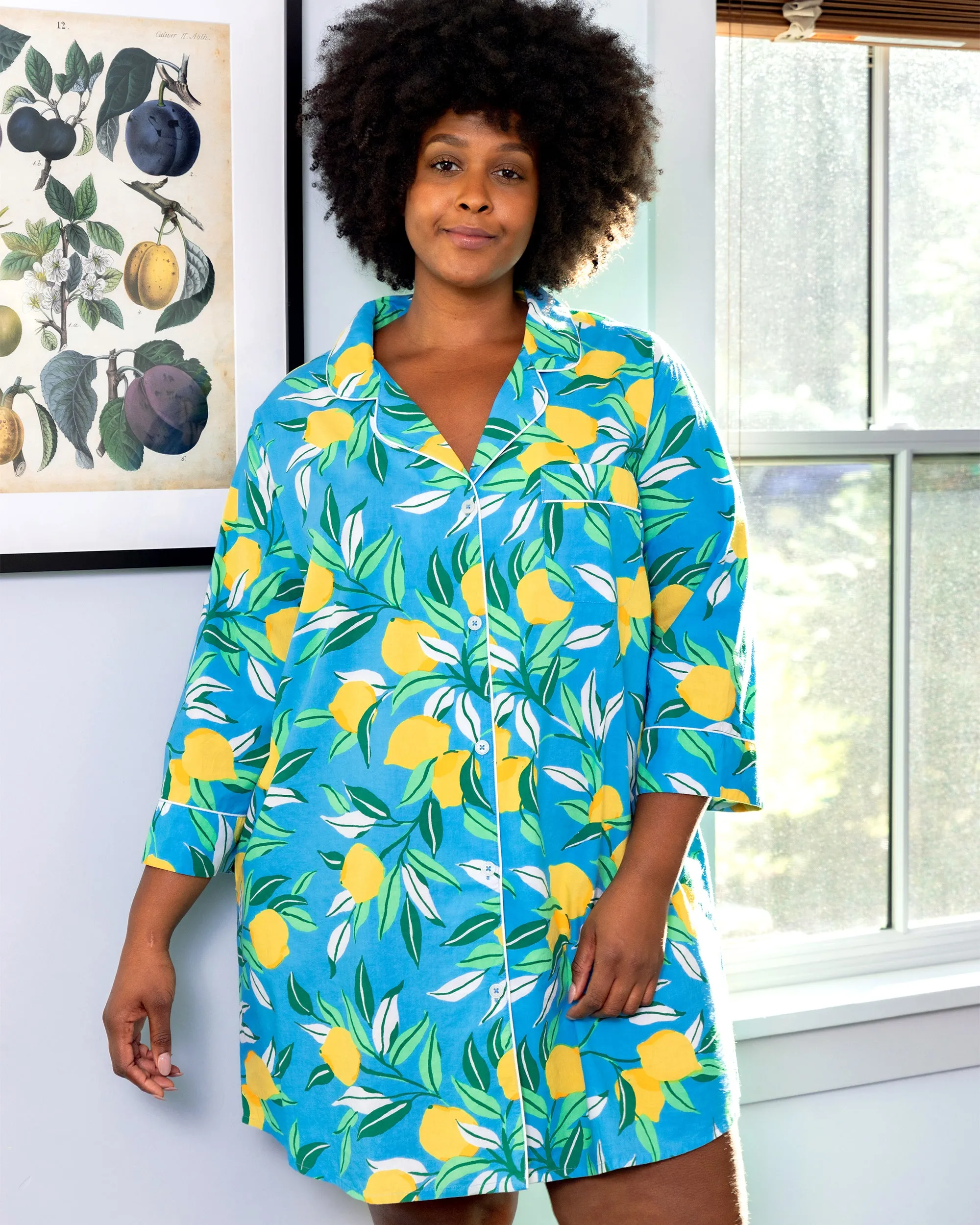 Lemon Zest - Sleep Shirt - Turquoise sold by Printfresh product image thumbnail 5