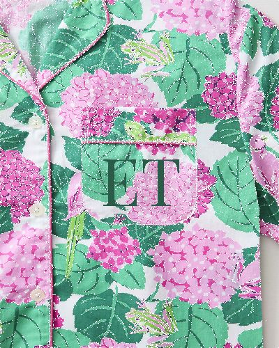 Secret Garden - Short Sleeve Top & Cropped Pajama Pants Set - Pink Hydrangea sold by Printfresh