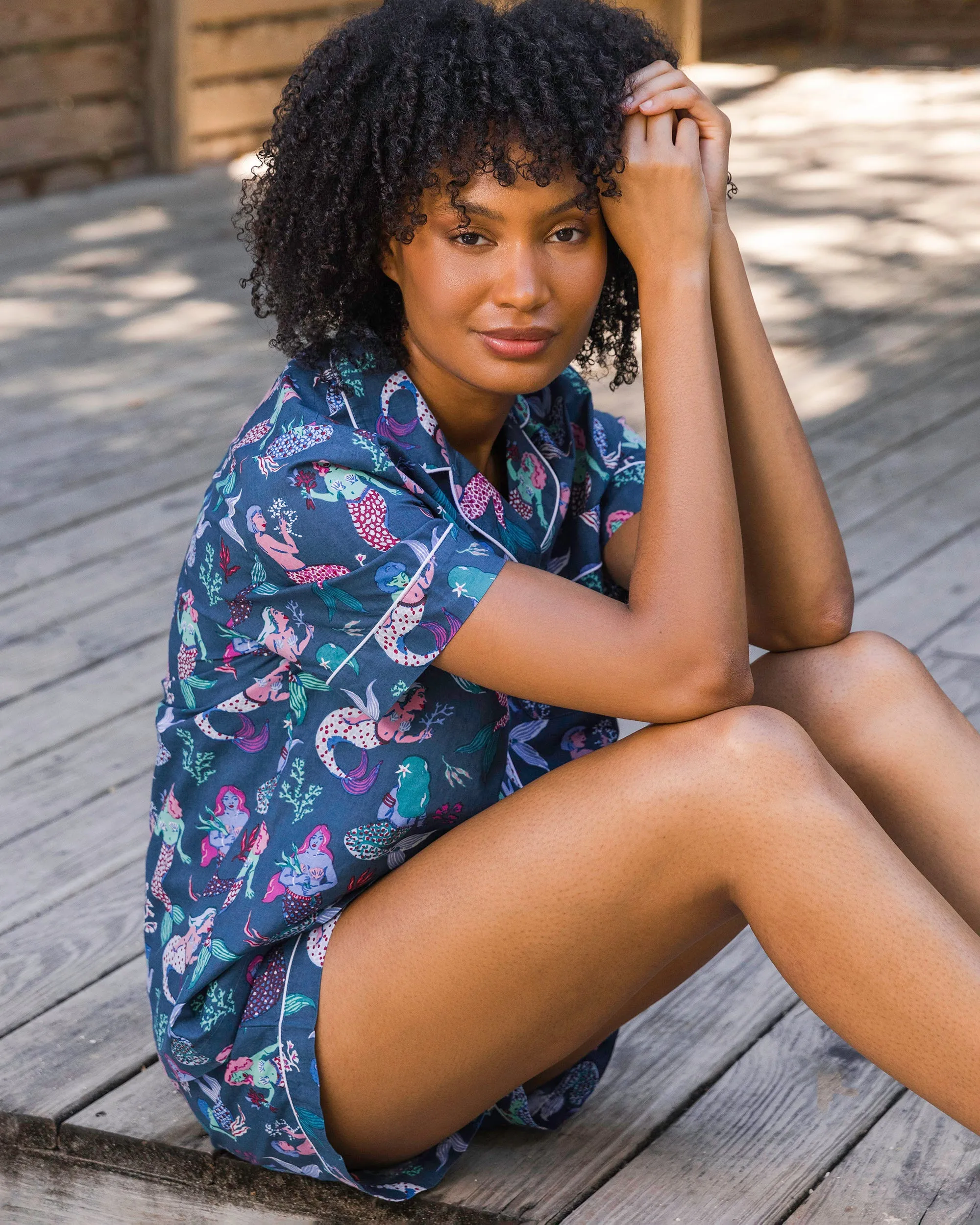Mythical Mermaids - Petite Short PJ Set - Shoreline Blue sold by Printfresh