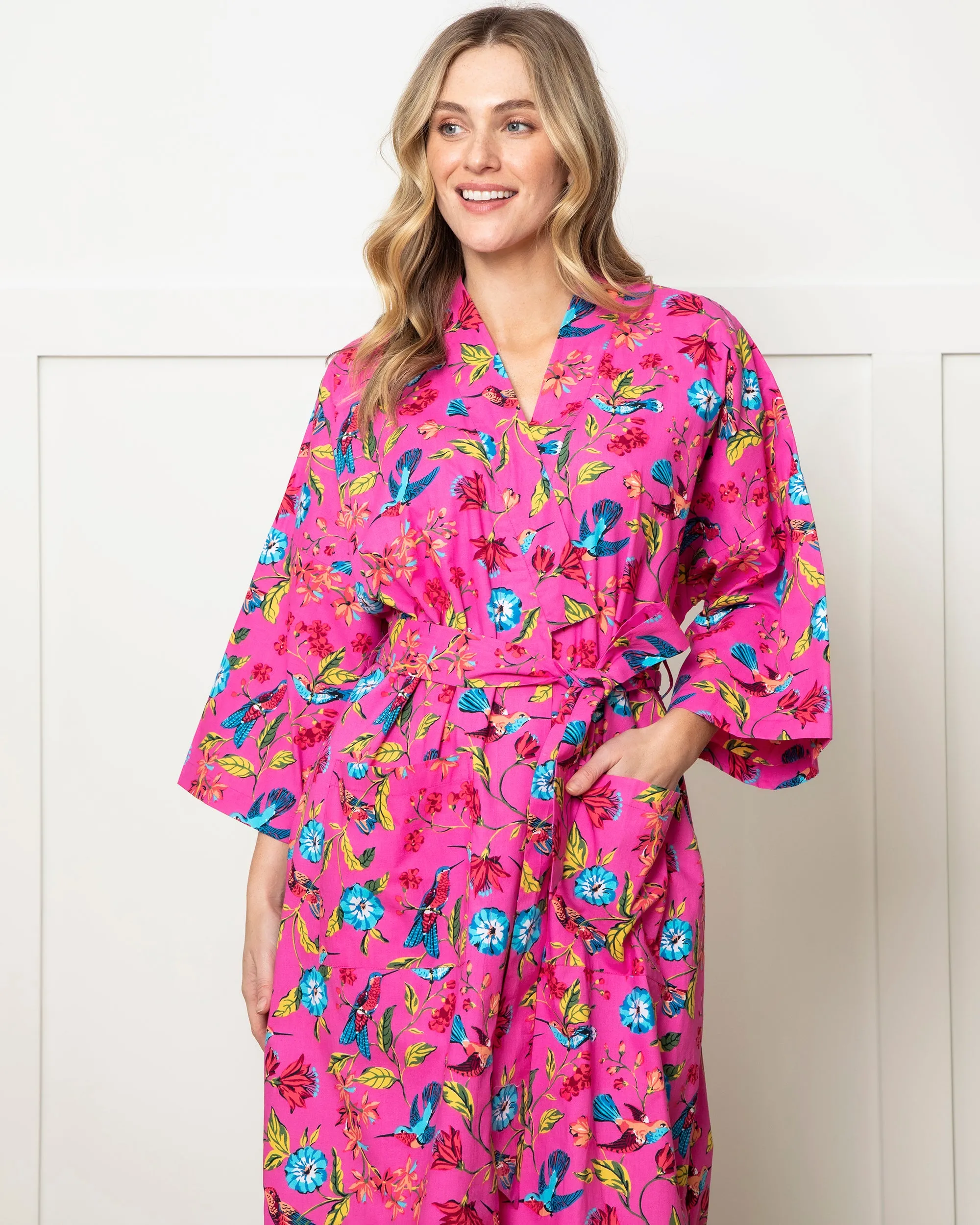 Hummingbird Haven - Robe - Fresh Raspberry sold by Printfresh product image thumbnail 5