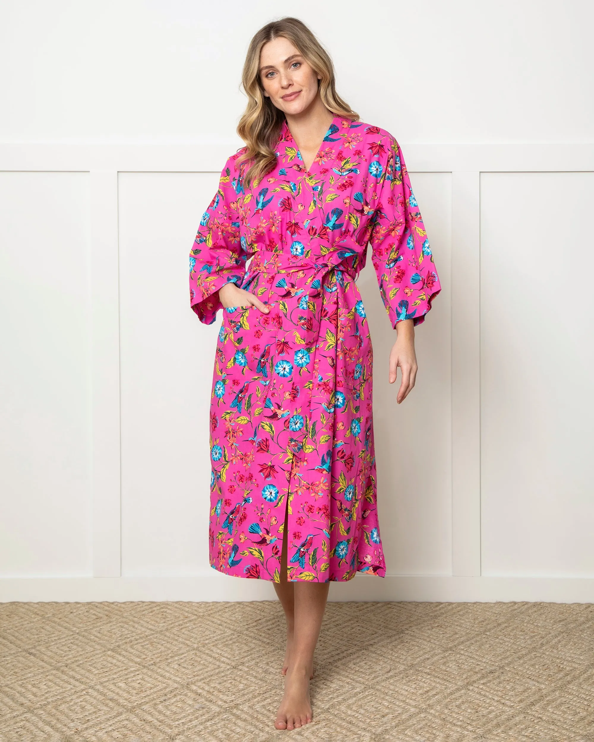 Hummingbird Haven - Robe - Fresh Raspberry sold by Printfresh
