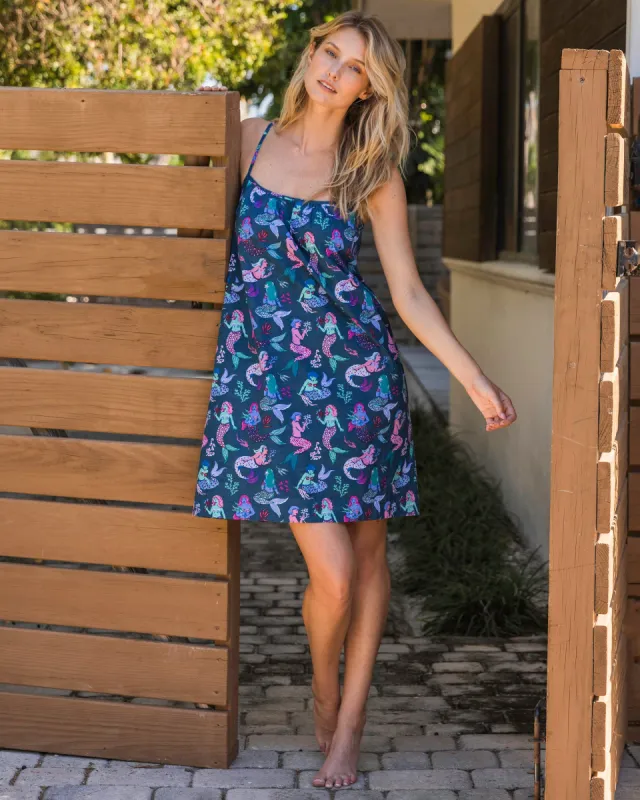 Mythical Mermaids - Cami Nightgown - Shoreline Blue sold by Printfresh