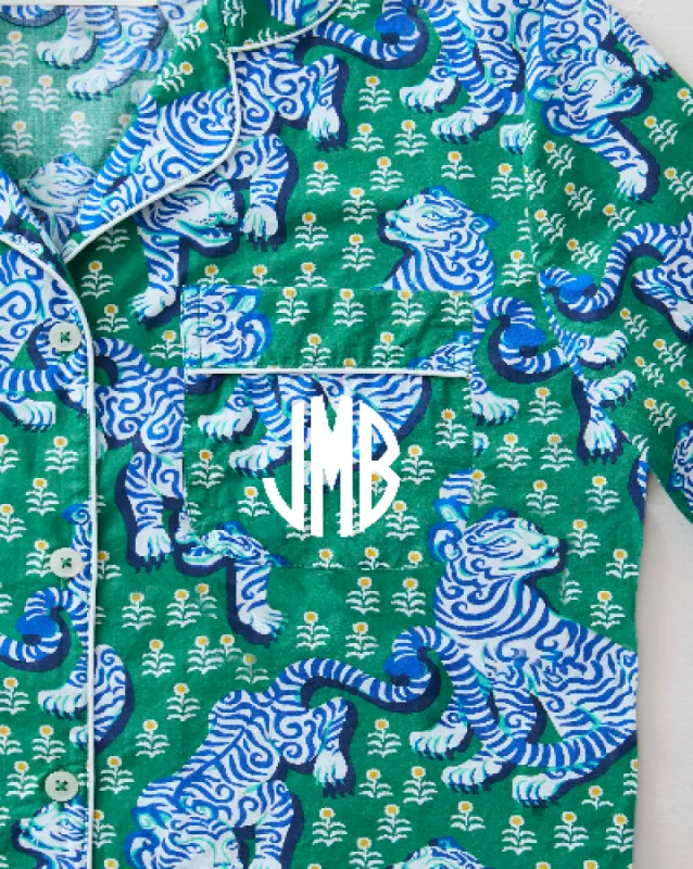 Tiger Queen - Petite Long PJ Set - Jade sold by Printfresh