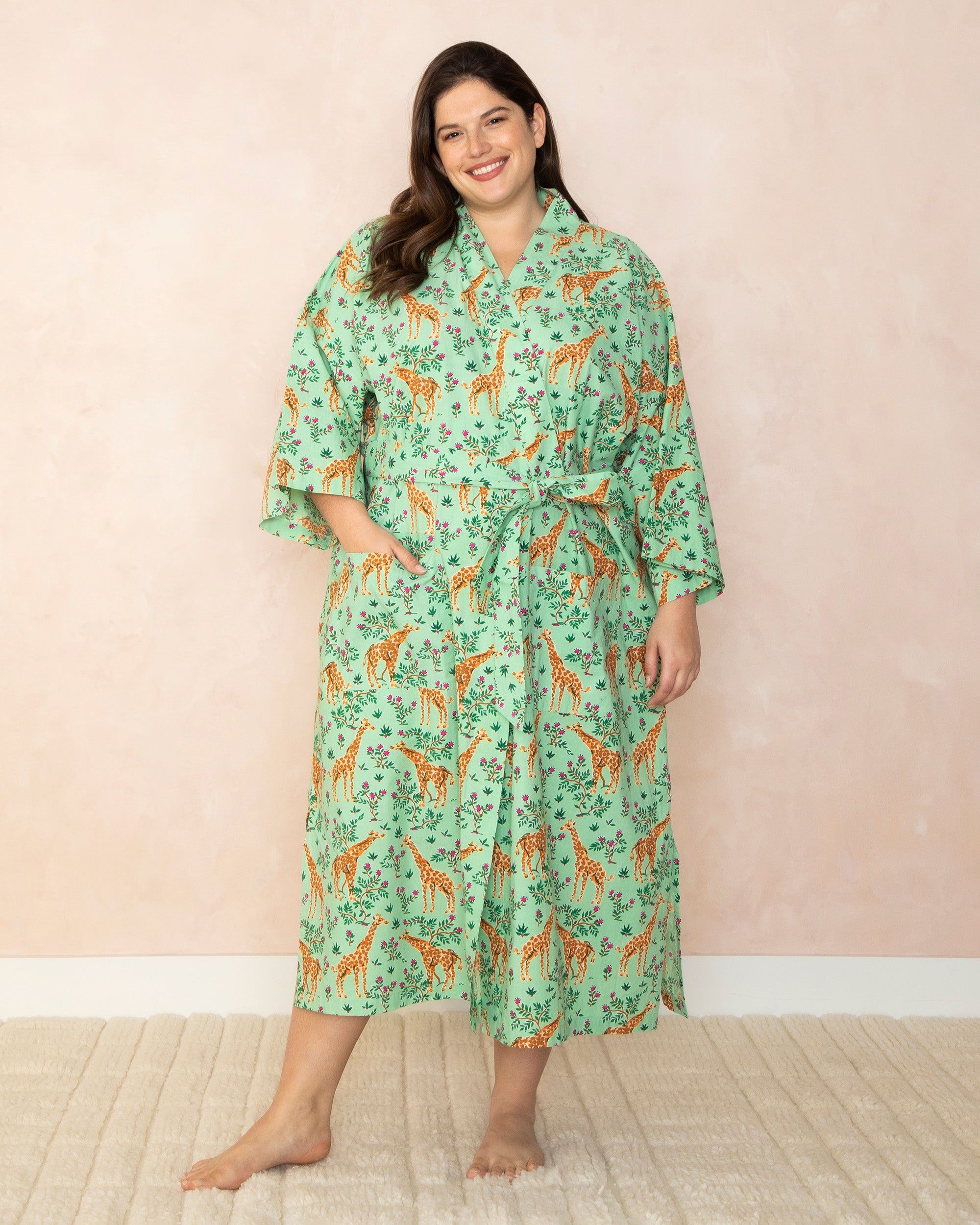 Grazing Giraffes - Robe - Sage sold by Printfresh product image thumbnail 5