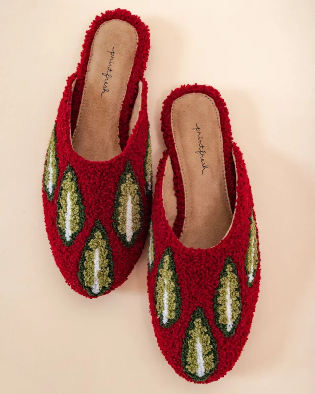 Cypress - Tufted Slippers - Ruby sold by Printfresh