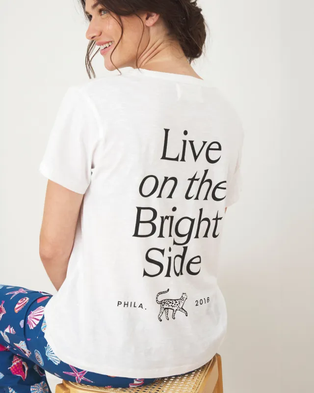 Live On The Bright Side - Oversized Graphic Tee - Cloud sold by Printfresh