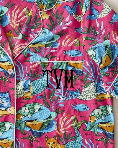 Meowing Mermaids - Short PJ Set - Hot Pink sold by Printfresh