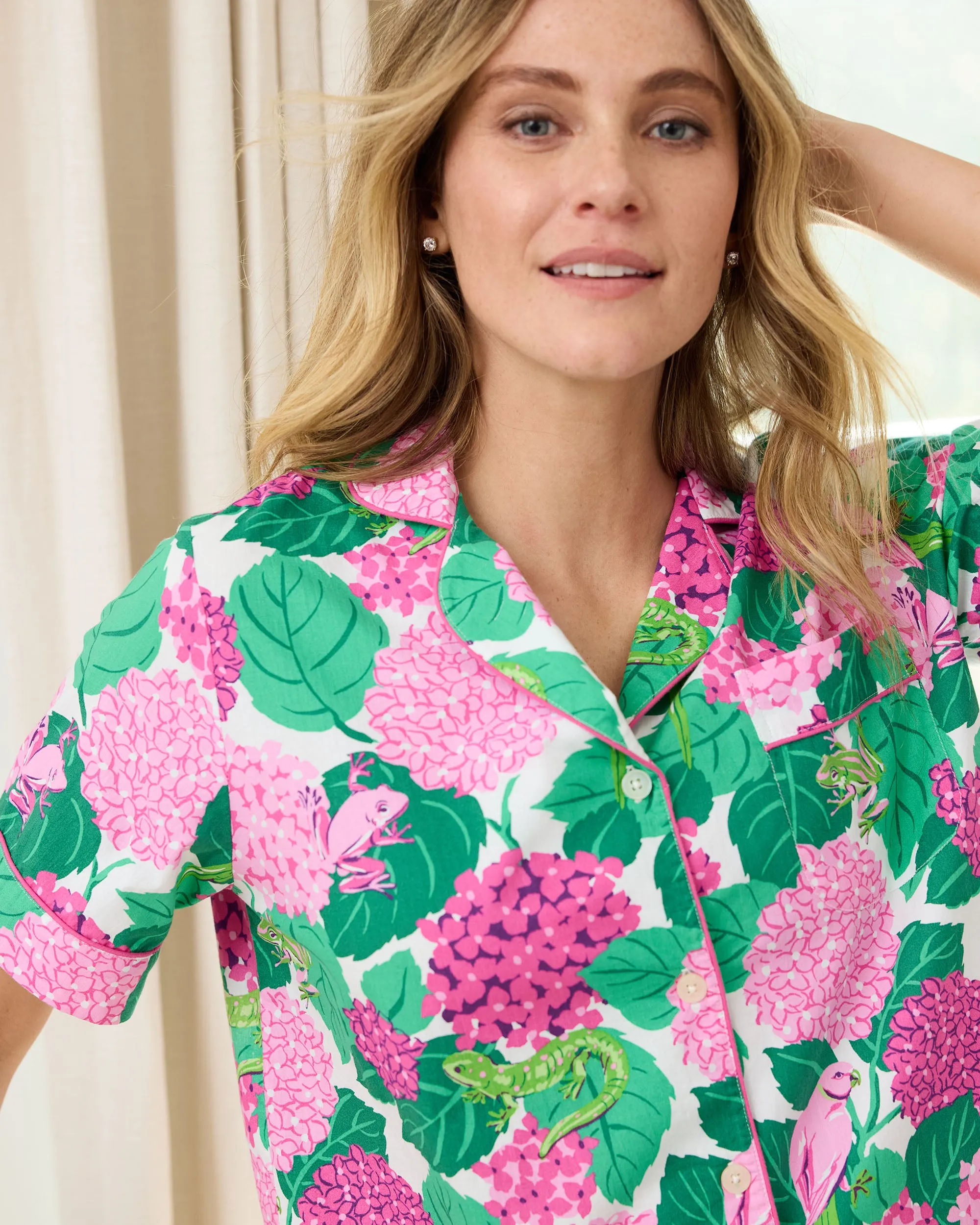 Secret Garden - Short PJ Set - Pink Hydrangea sold by Printfresh product image thumbnail 3