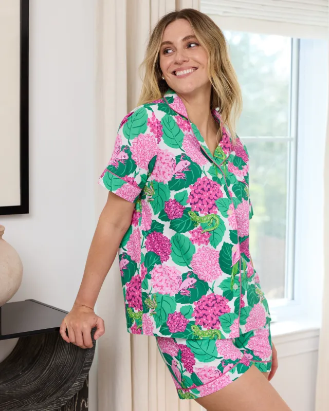 Secret Garden - Short PJ Set - Pink Hydrangea sold by Printfresh