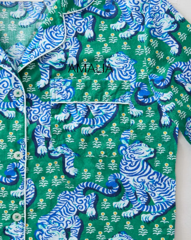 Tiger Queen - Long PJ Set - Jade sold by Printfresh