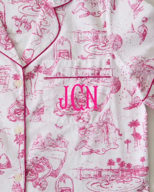 PF x Sean Taylor Girls' Trip Toile - Short PJ Set - Pink Cloud sold by Printfresh