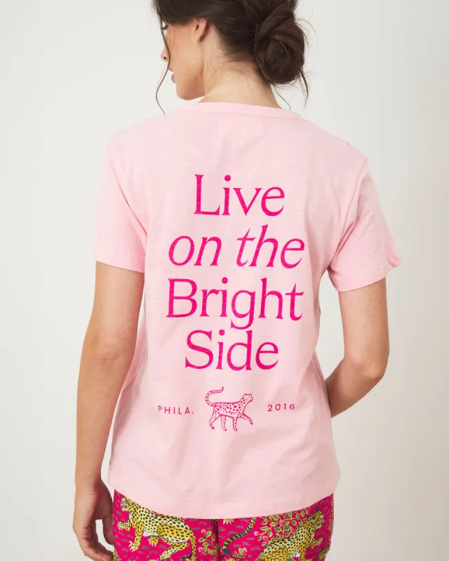 Live On The Bright Side - Oversized Graphic Tee - Pink Peony sold by Printfresh