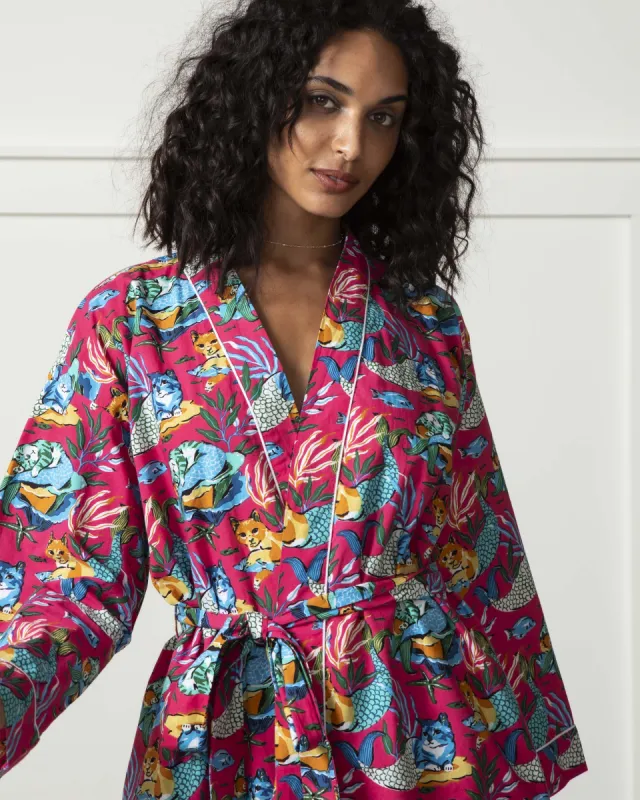 Meowing Mermaids - Getting Ready Robe - Hot Pink sold by Printfresh