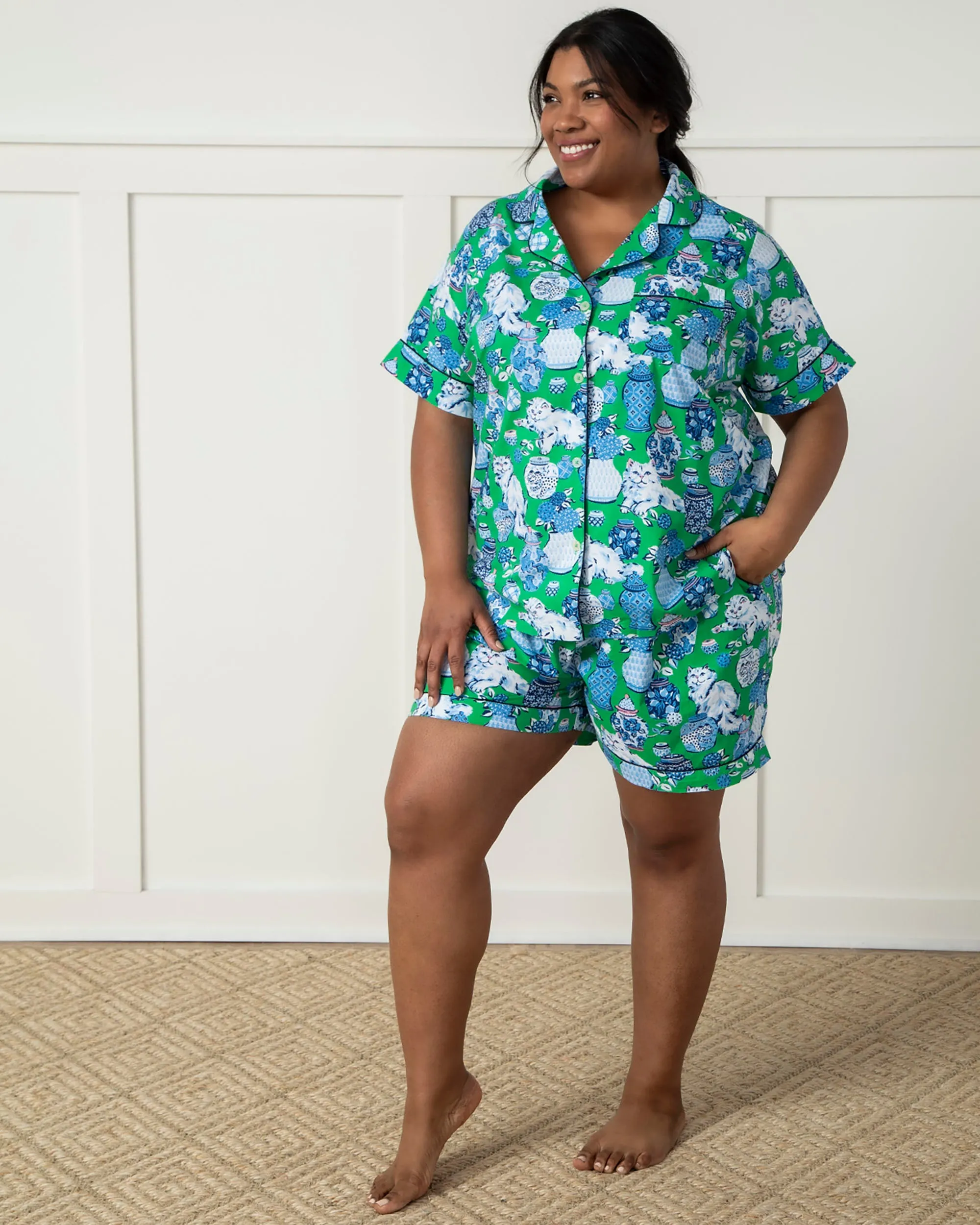 Fancy Cat - Short PJ Set - Green Juice sold by Printfresh product image thumbnail 4