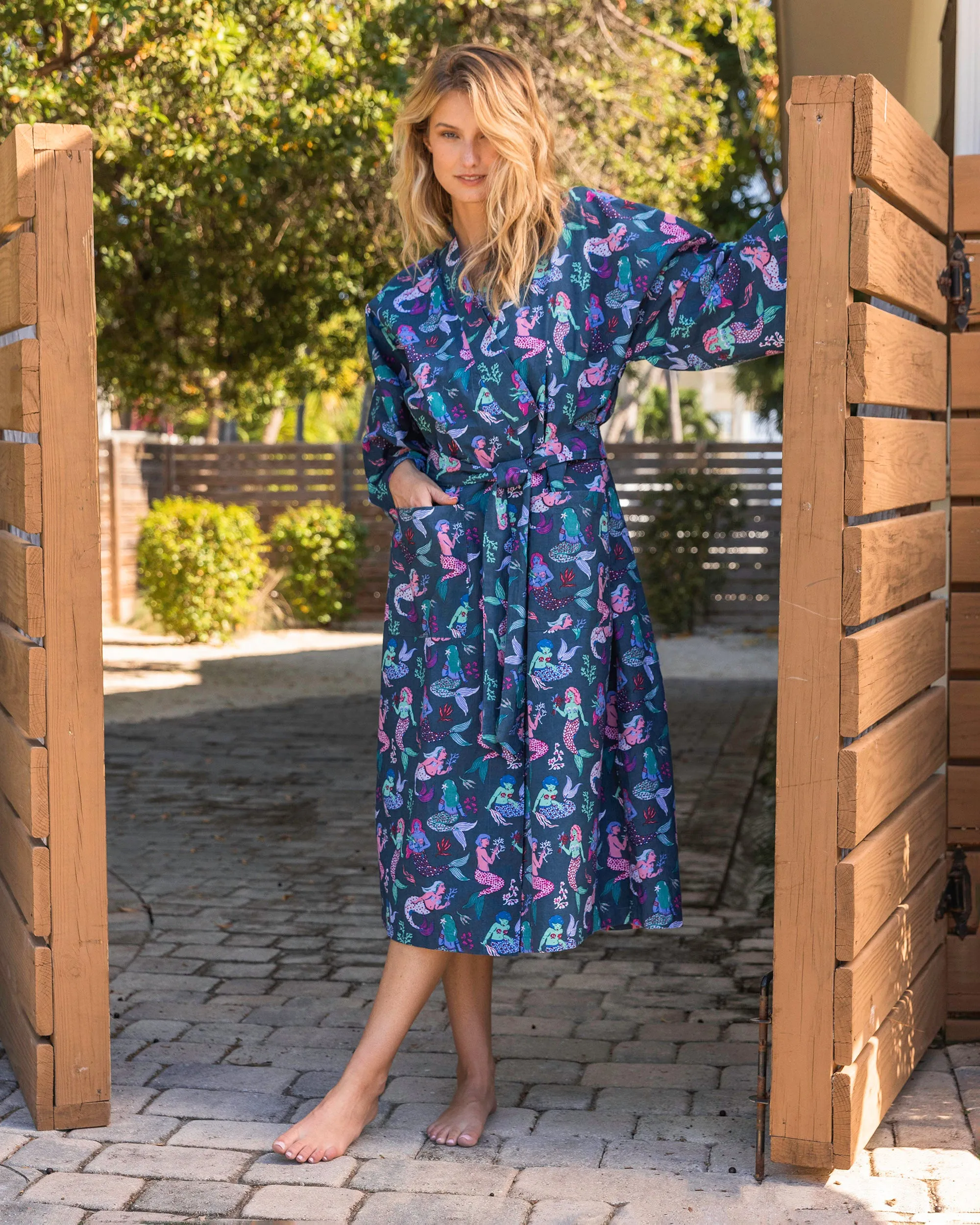 Mythical Mermaids - Robe - Shoreline Blue sold by Printfresh