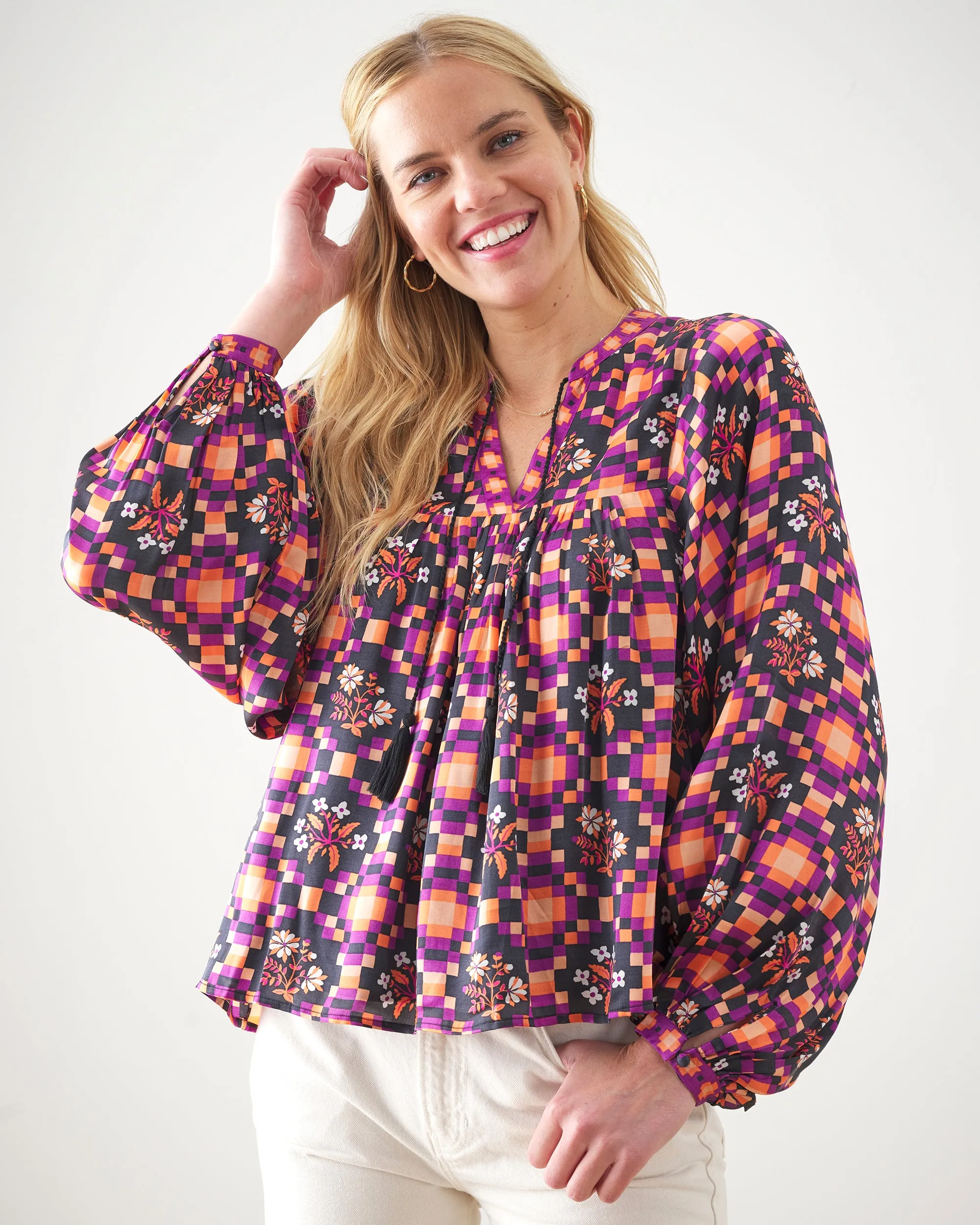 Tomorrow's Tapestry - Tides Turned Blouse - Violet Breeze sold by Printfresh