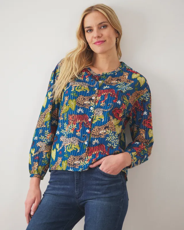 Feline Fatale - Big Plans Blouse - Midnight Swim sold by Printfresh