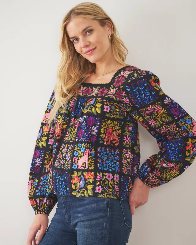 Stained Glass Storybook - Opening Day Blouse - Tea Leaves sold by Printfresh