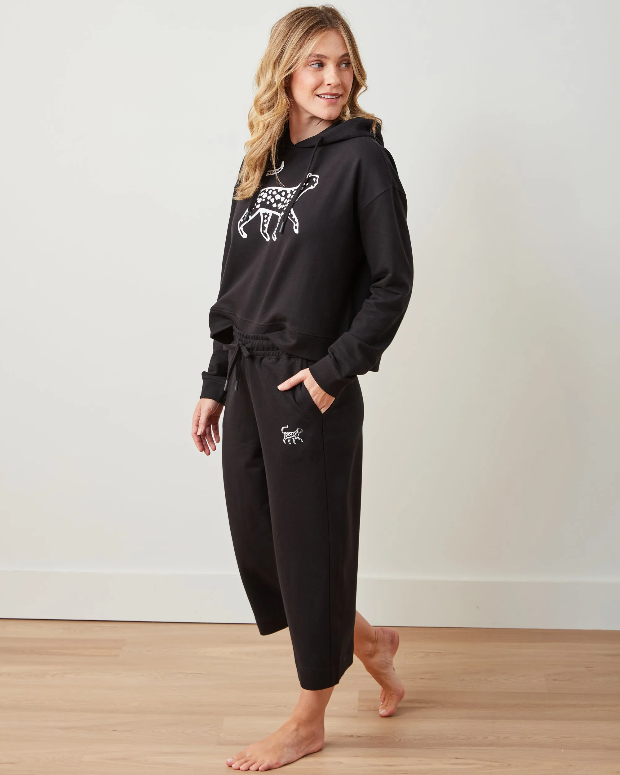 Black - Down Time Cropped Sweatpants - Cropped Sweatpants sold by Printfresh product image thumbnail 5