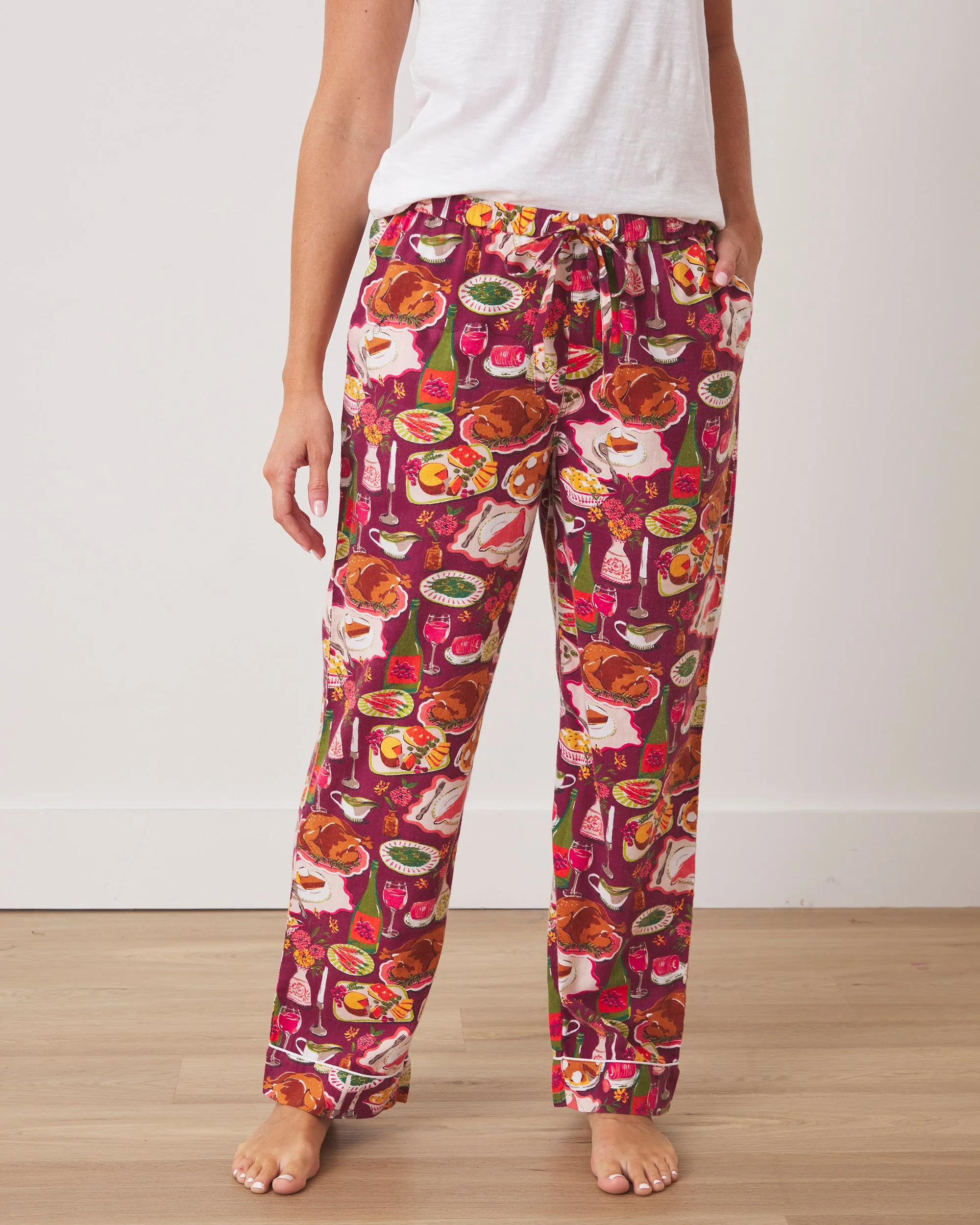 Festive Feast - Petite Flannel PJ Pants - Cranberry Sauce sold by Printfresh product image thumbnail 3