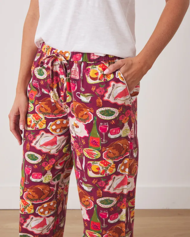 Festive Feast - Petite Flannel PJ Pants - Cranberry Sauce sold by Printfresh