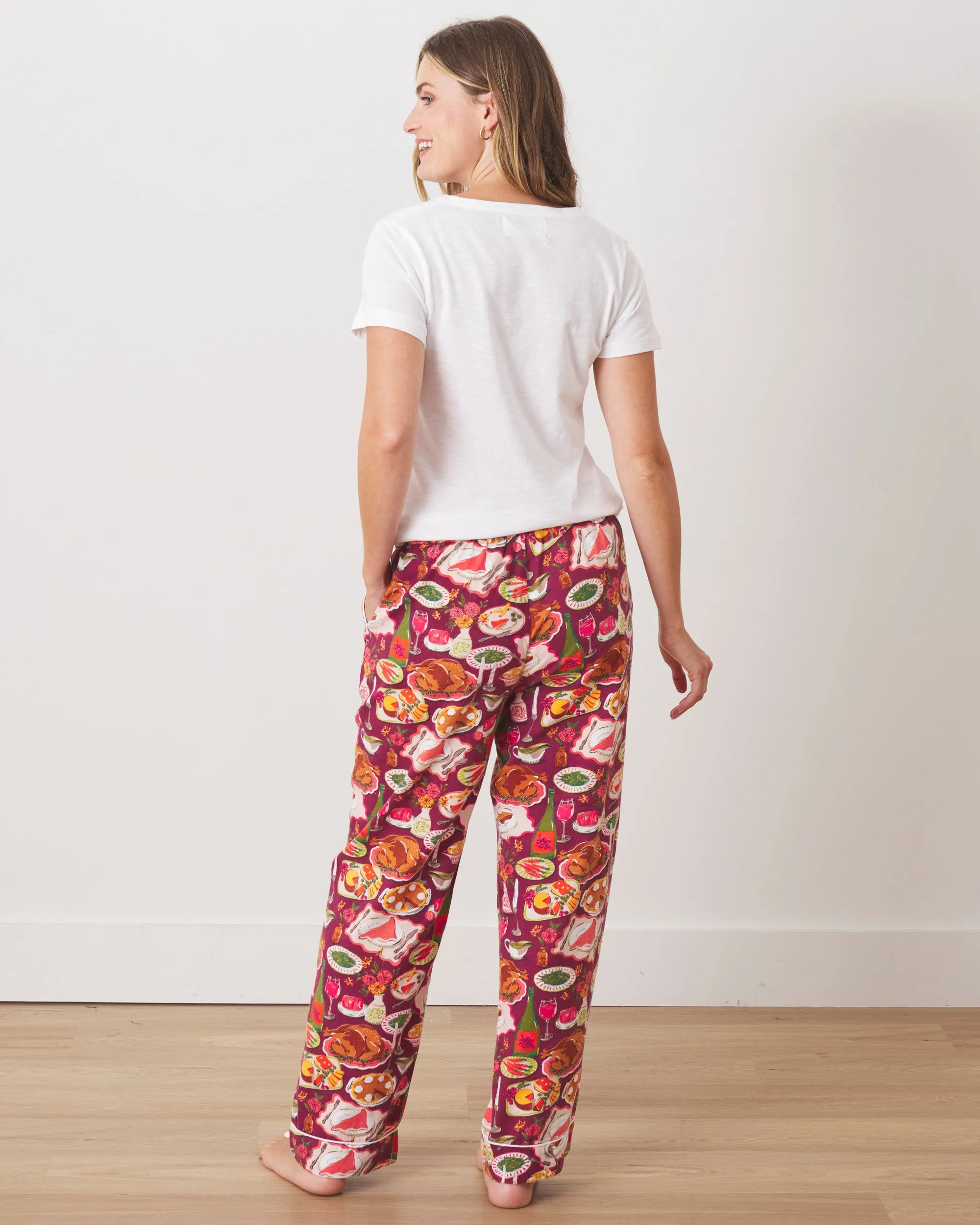 Festive Feast - Petite Flannel PJ Pants - Cranberry Sauce sold by Printfresh product image thumbnail 4