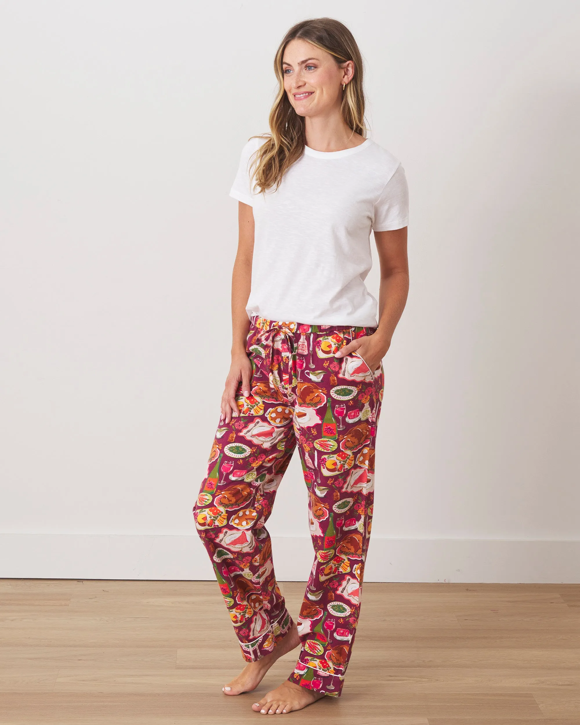 Festive Feast - Petite Flannel PJ Pants - Cranberry Sauce sold by Printfresh product image thumbnail 5