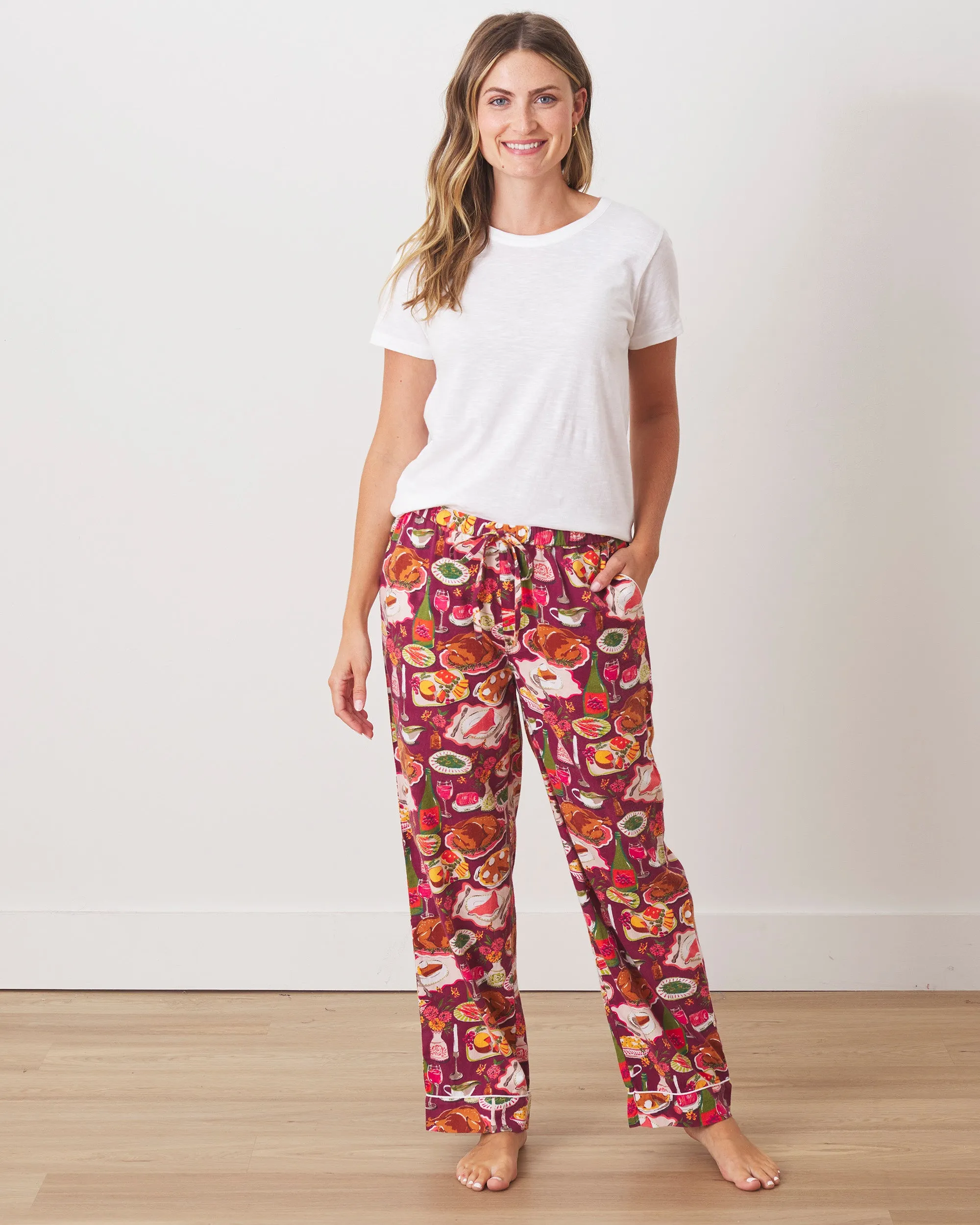 Festive Feast - Petite Flannel PJ Pants - Cranberry Sauce sold by Printfresh product image thumbnail 2