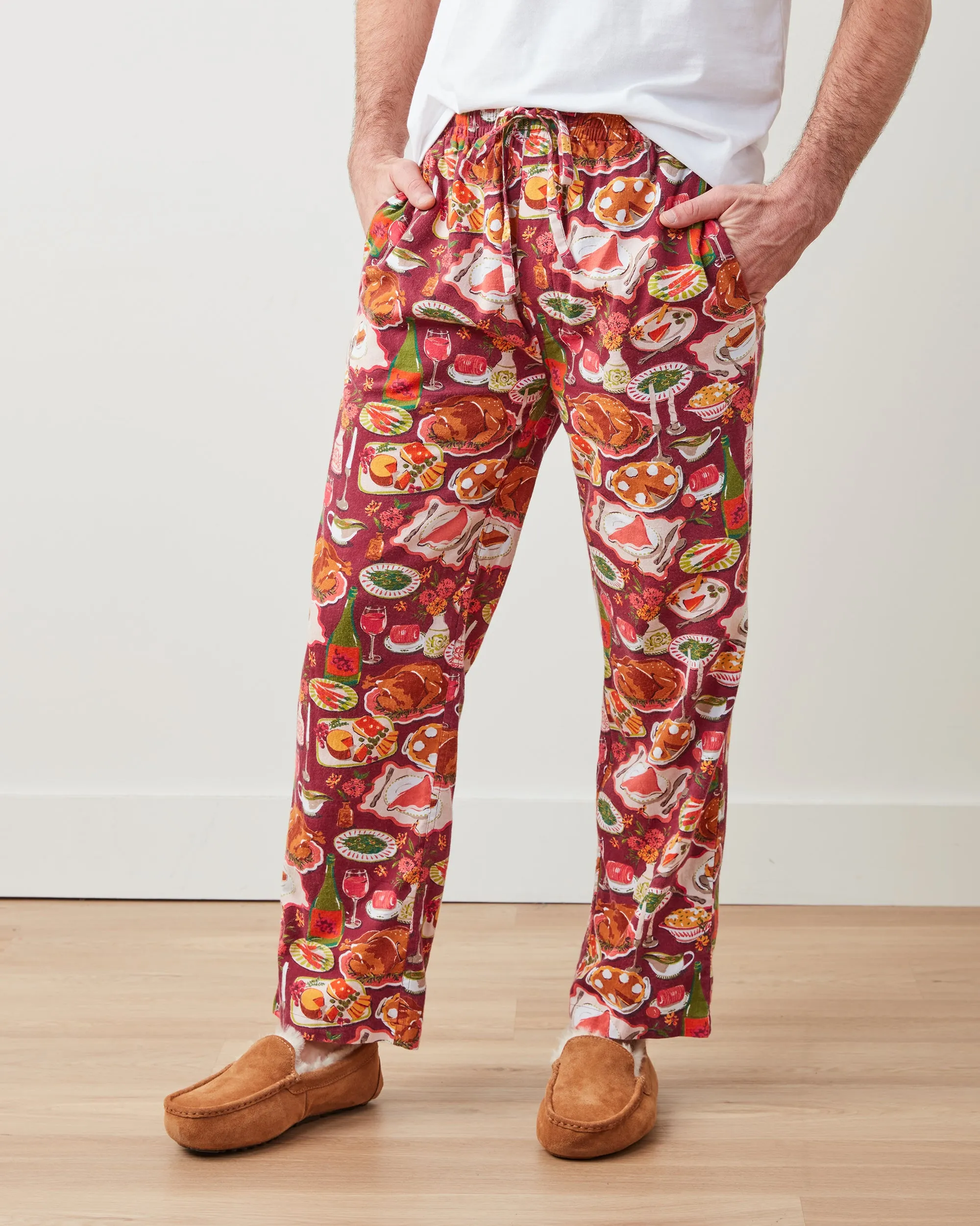 Festive Feast - Men's Lightweight Flannel PJ Pants - Cranberry Sauce sold by Printfresh product image thumbnail 3